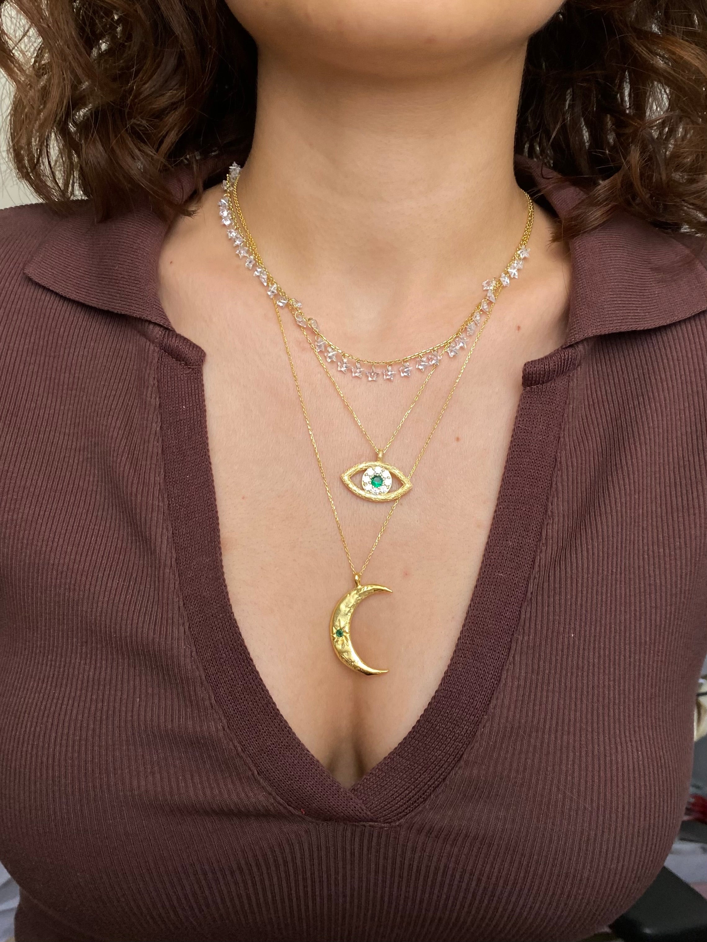 925 Gümüş Şeffaf Yıldız Charm Kolye