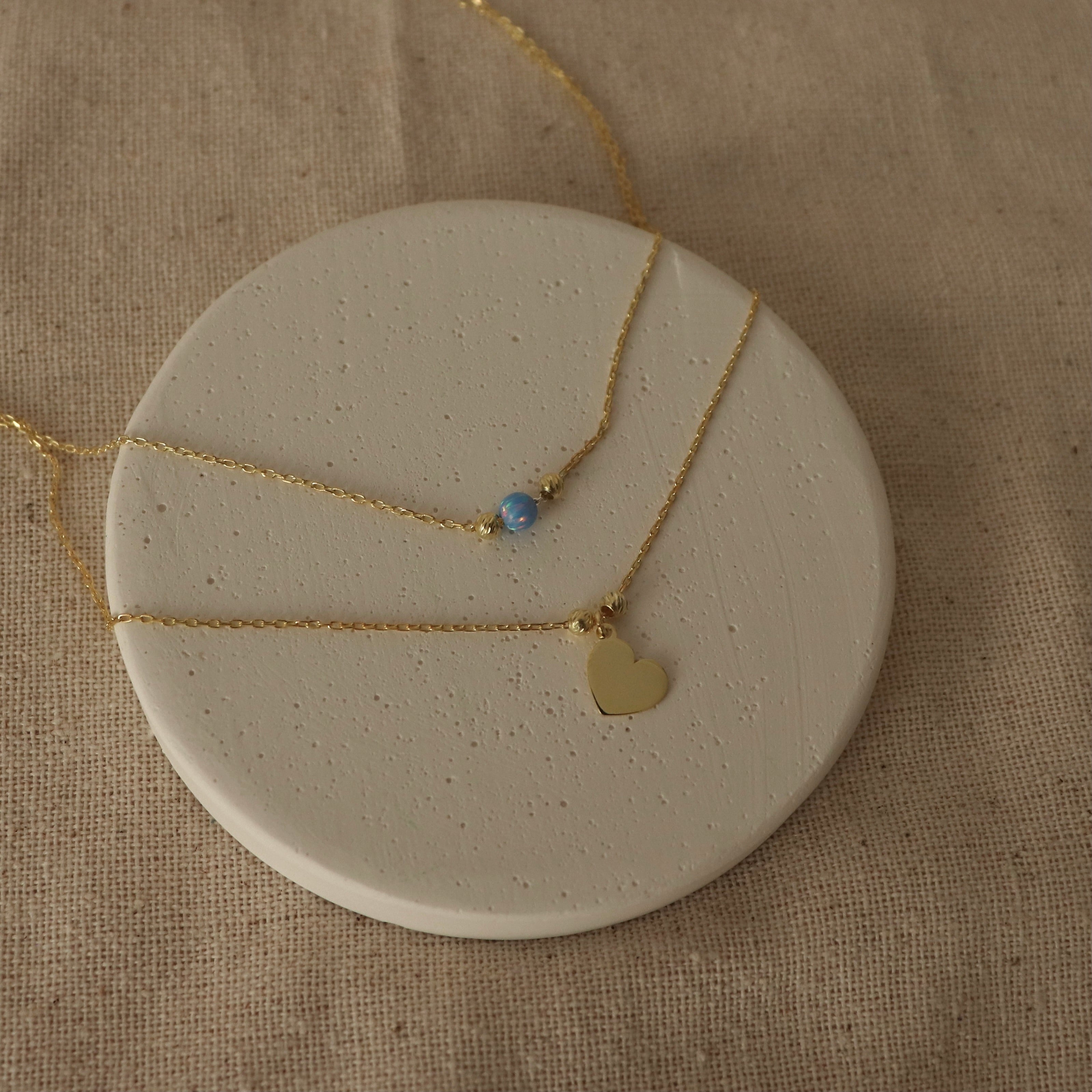 925 | İkili Zincirli Kalp Kolye