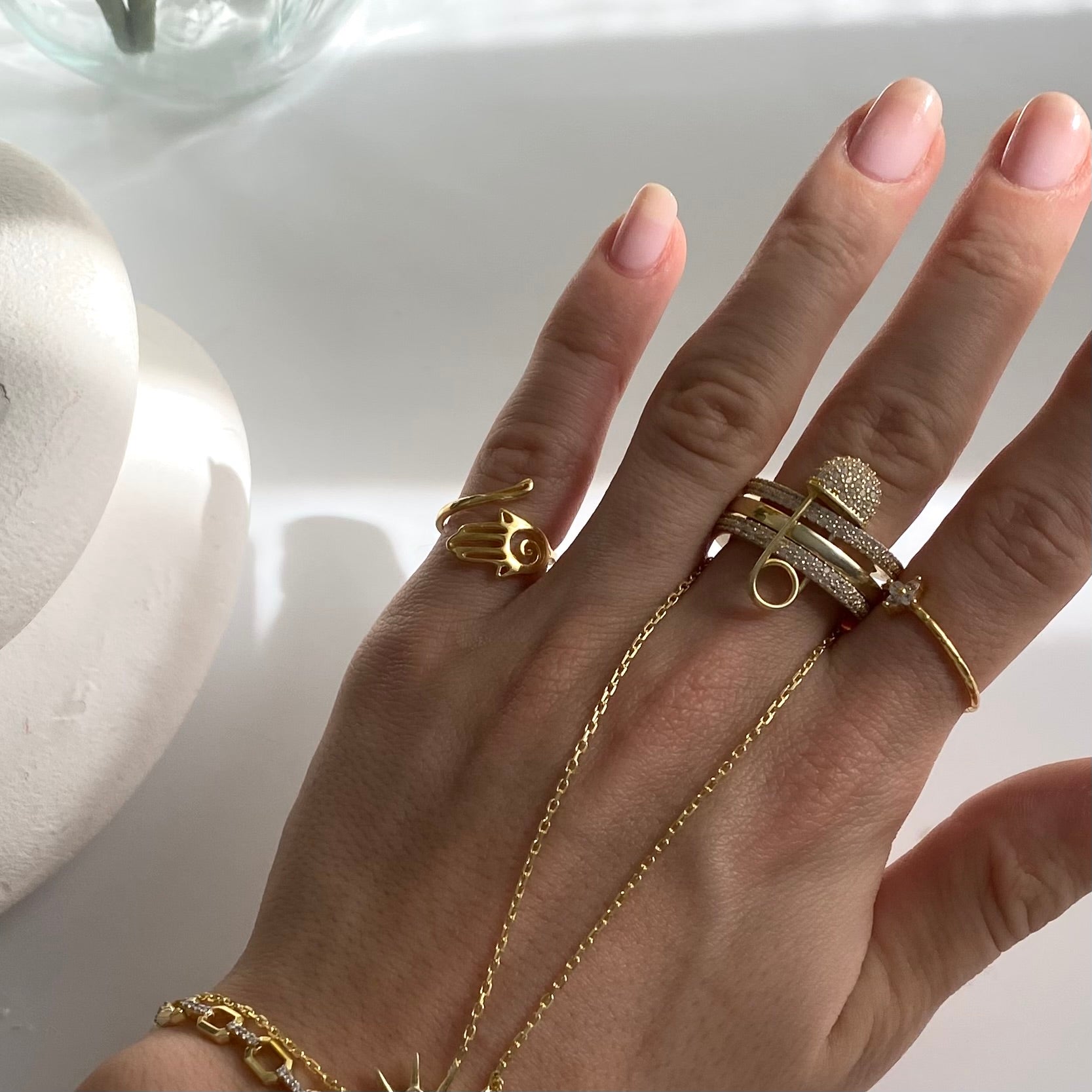 925 Gümüş Basic Hamsa Serçe Parmak Yüzüğü