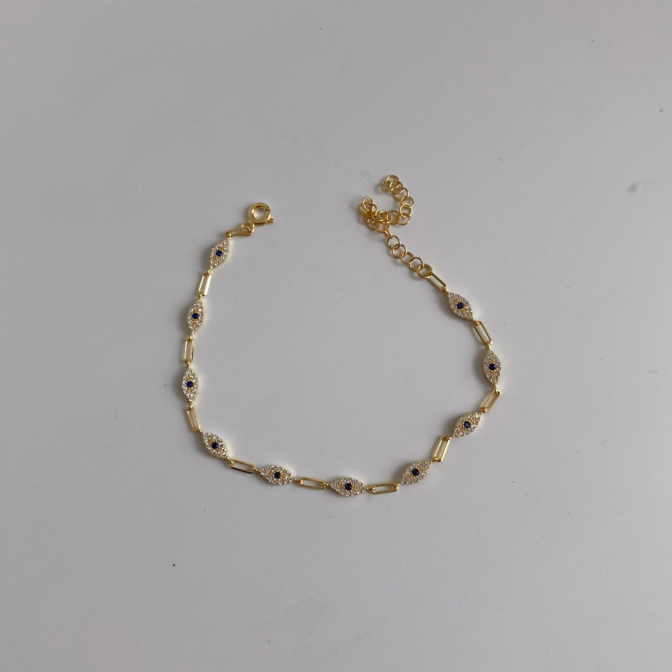 925 Ayar Gümüş Lacivert Taşlı Sıralı Göz Bileklik