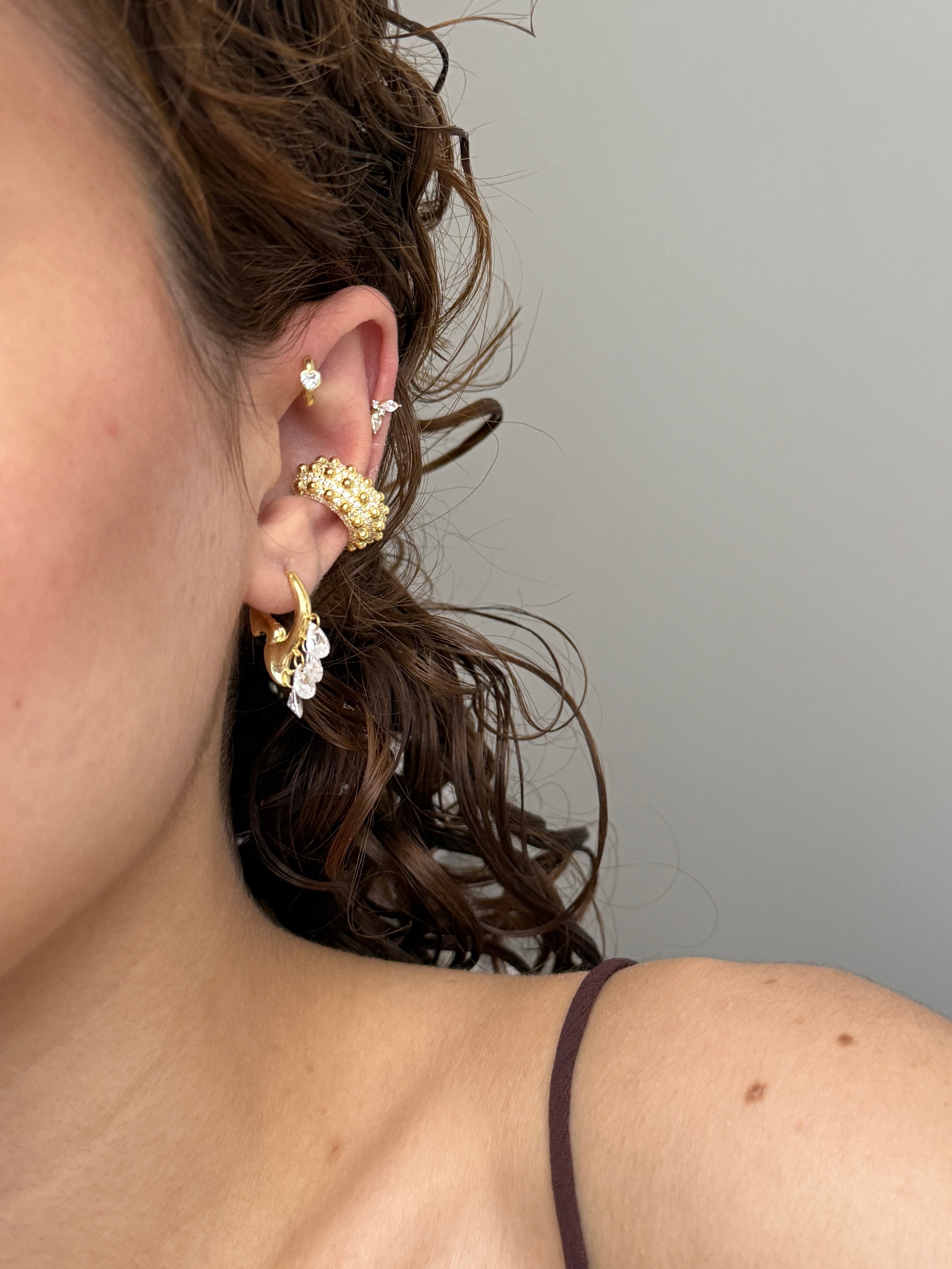 925 Gümüş Taşlı Kalın Earcuff