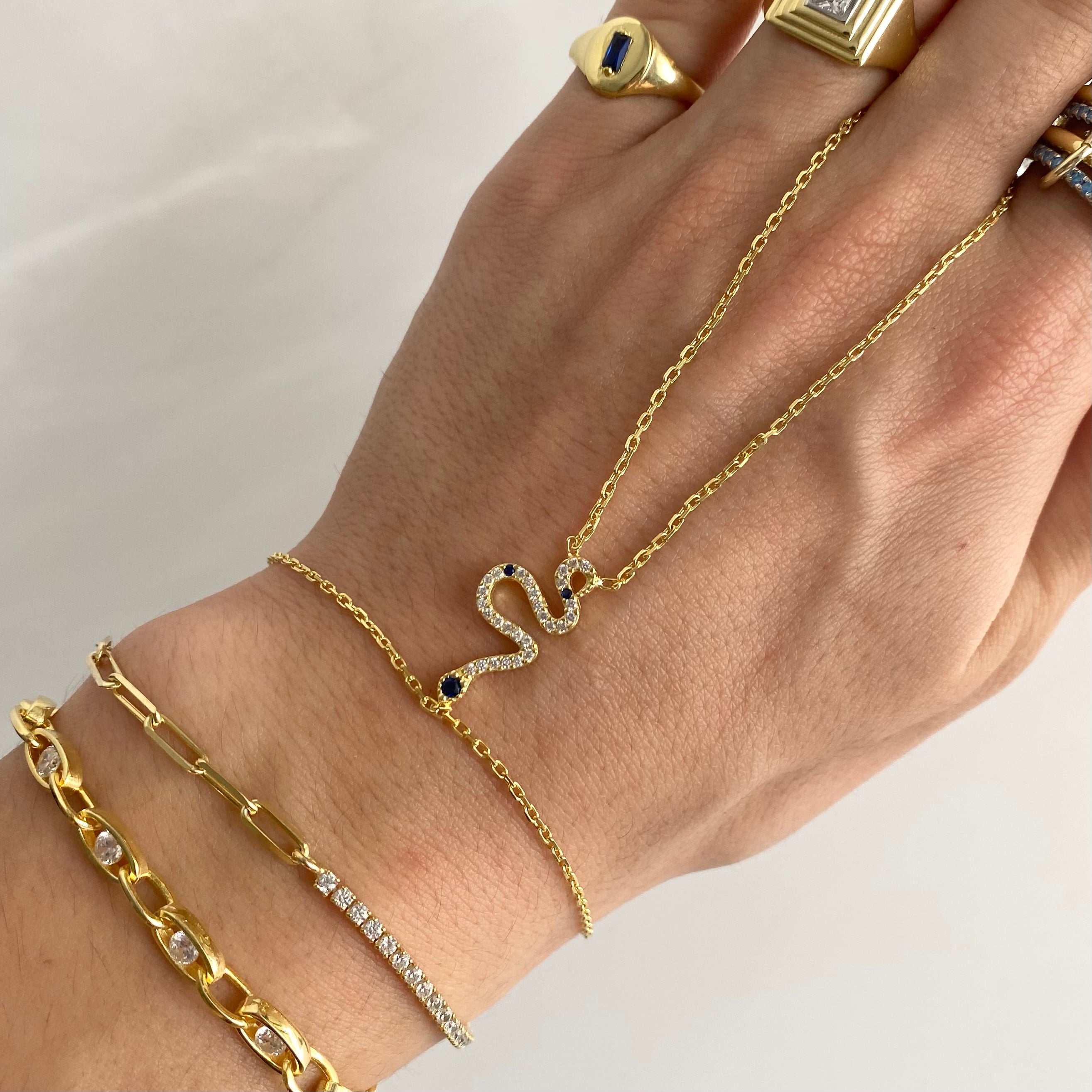 925 Gümüş Lacivert Taş Yılan Şahmeran