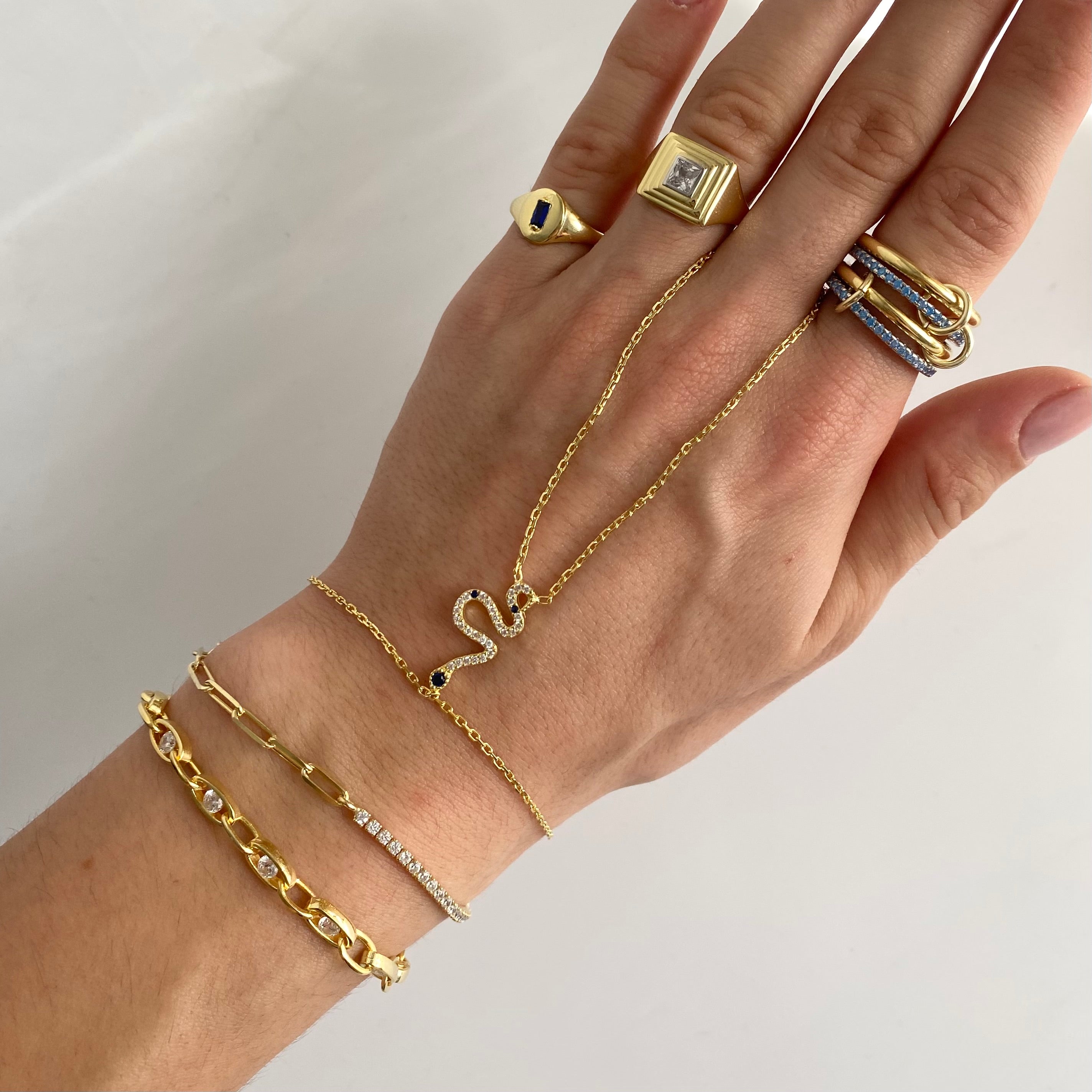 925 Gümüş Lacivert Taş Yılan Şahmeran