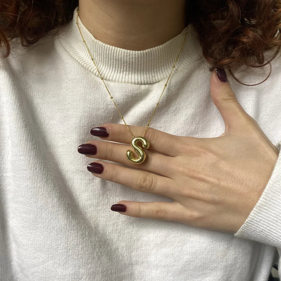 925 Ayar Gümüş | Balon Harf Kolye