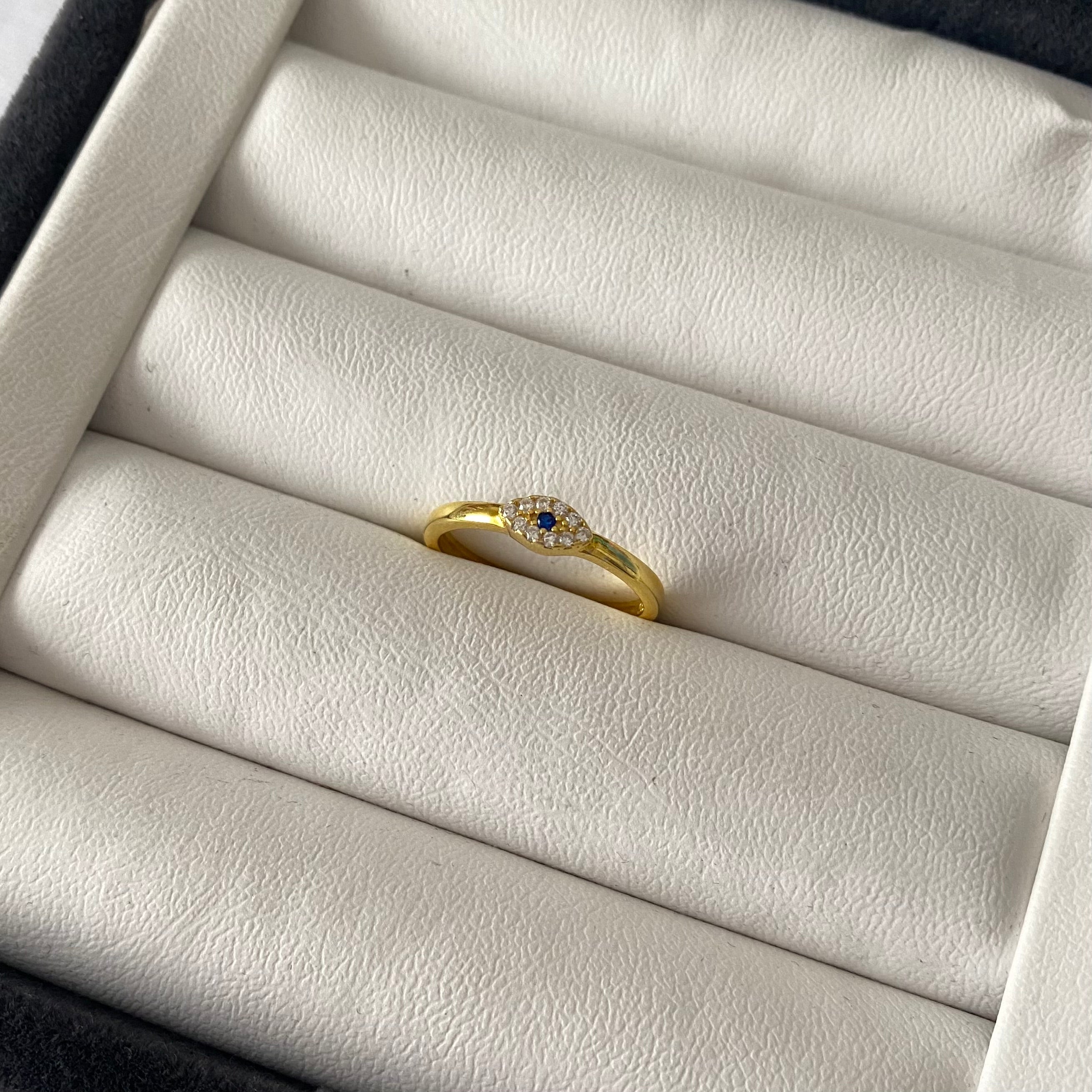 925 Ayar Gümüş | Minimal Nazar Yüzük