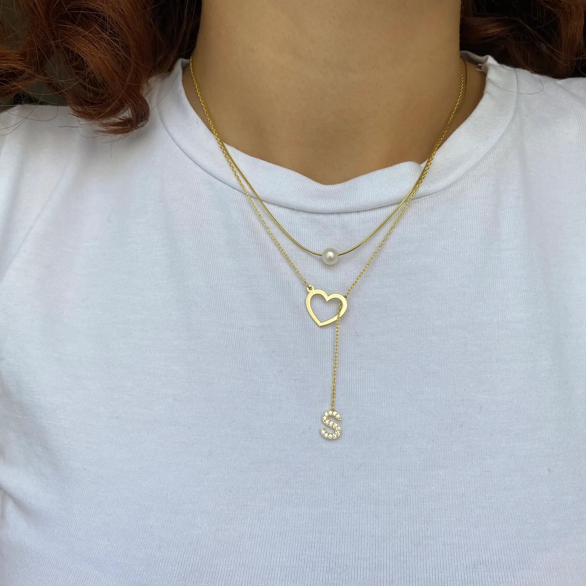 925 Ayar Gümüş | Taşlı Harfli Kalp Kolye