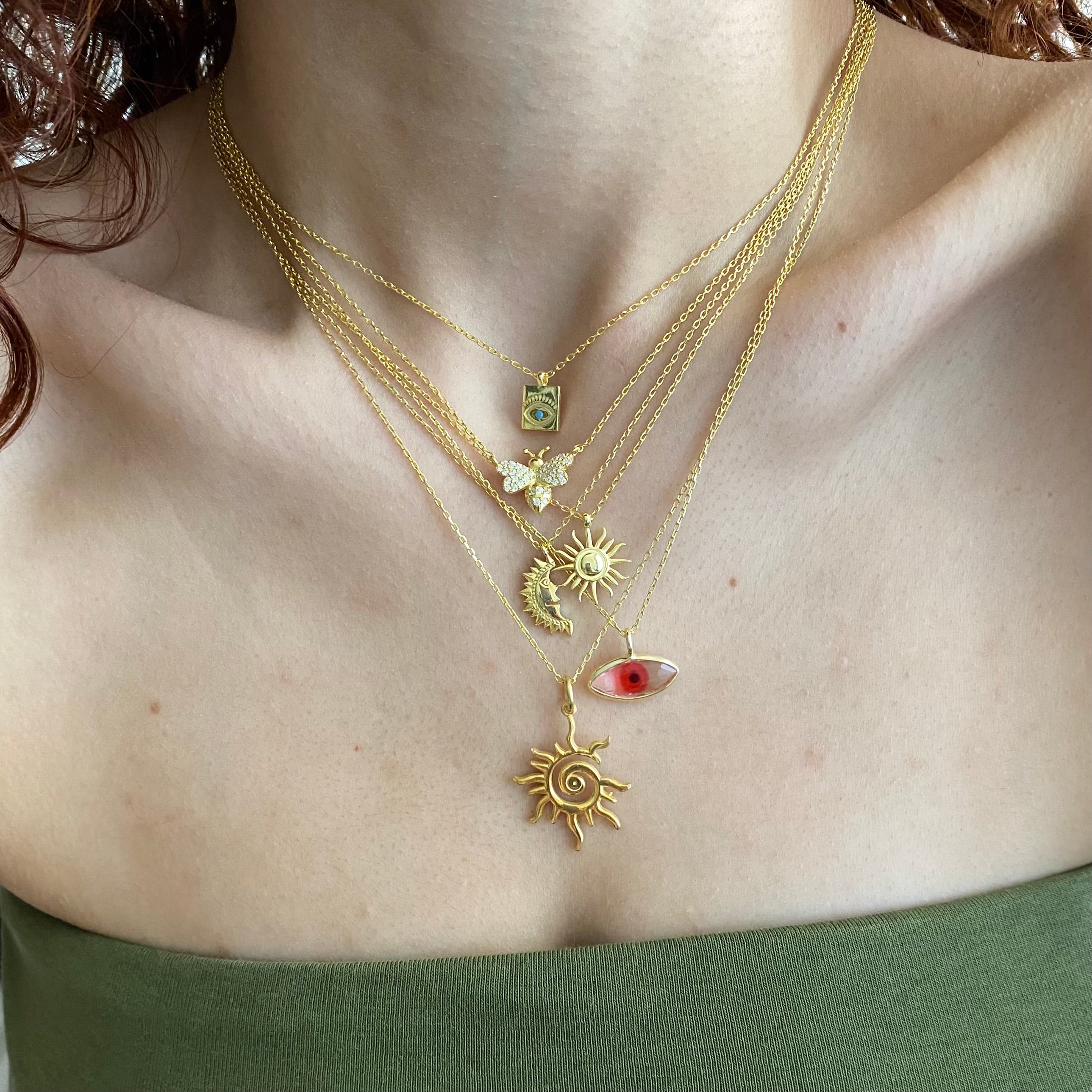 925 Ayar Güneş | Yarım Güneş Kolye