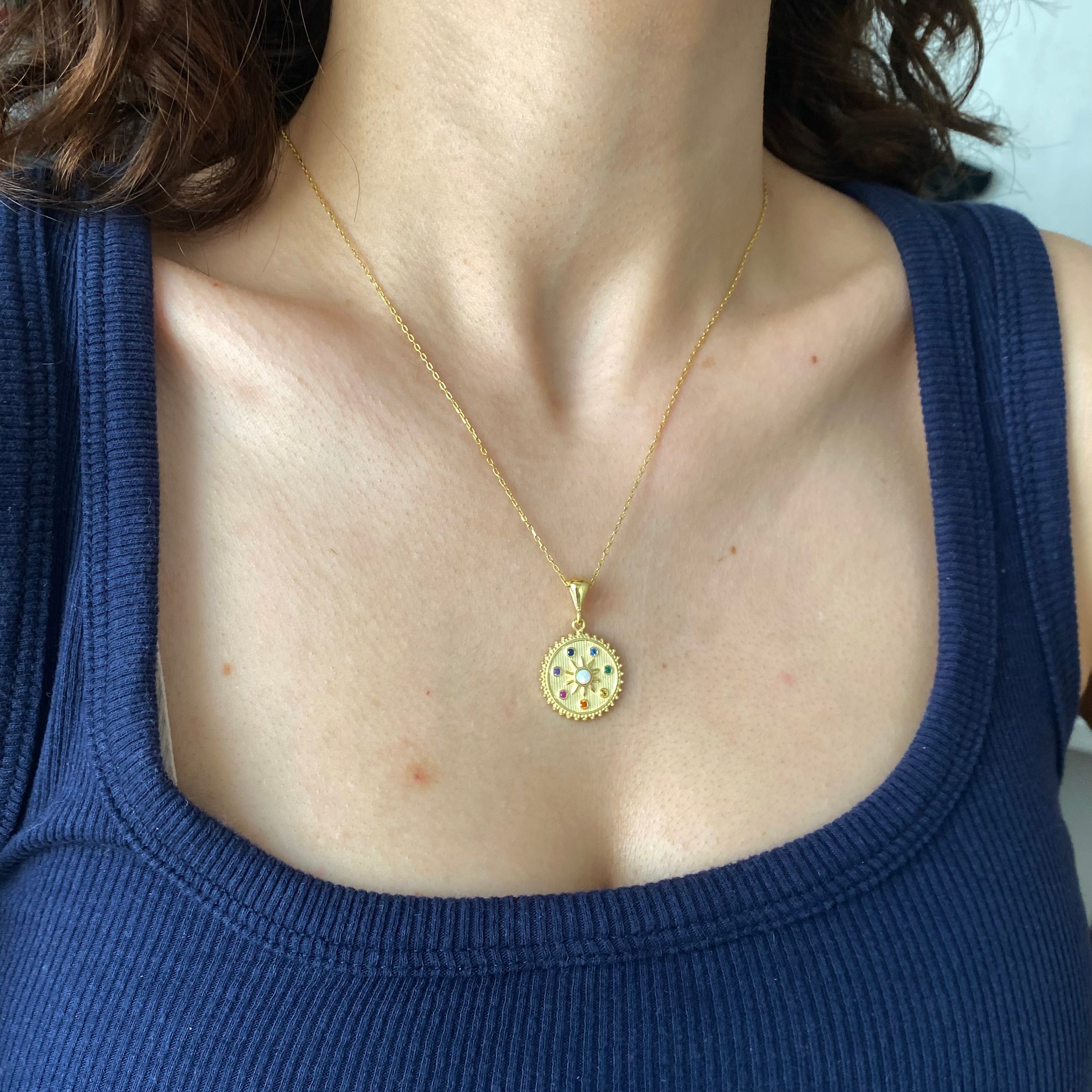 925 Gümüş Çakra Opal Kolye