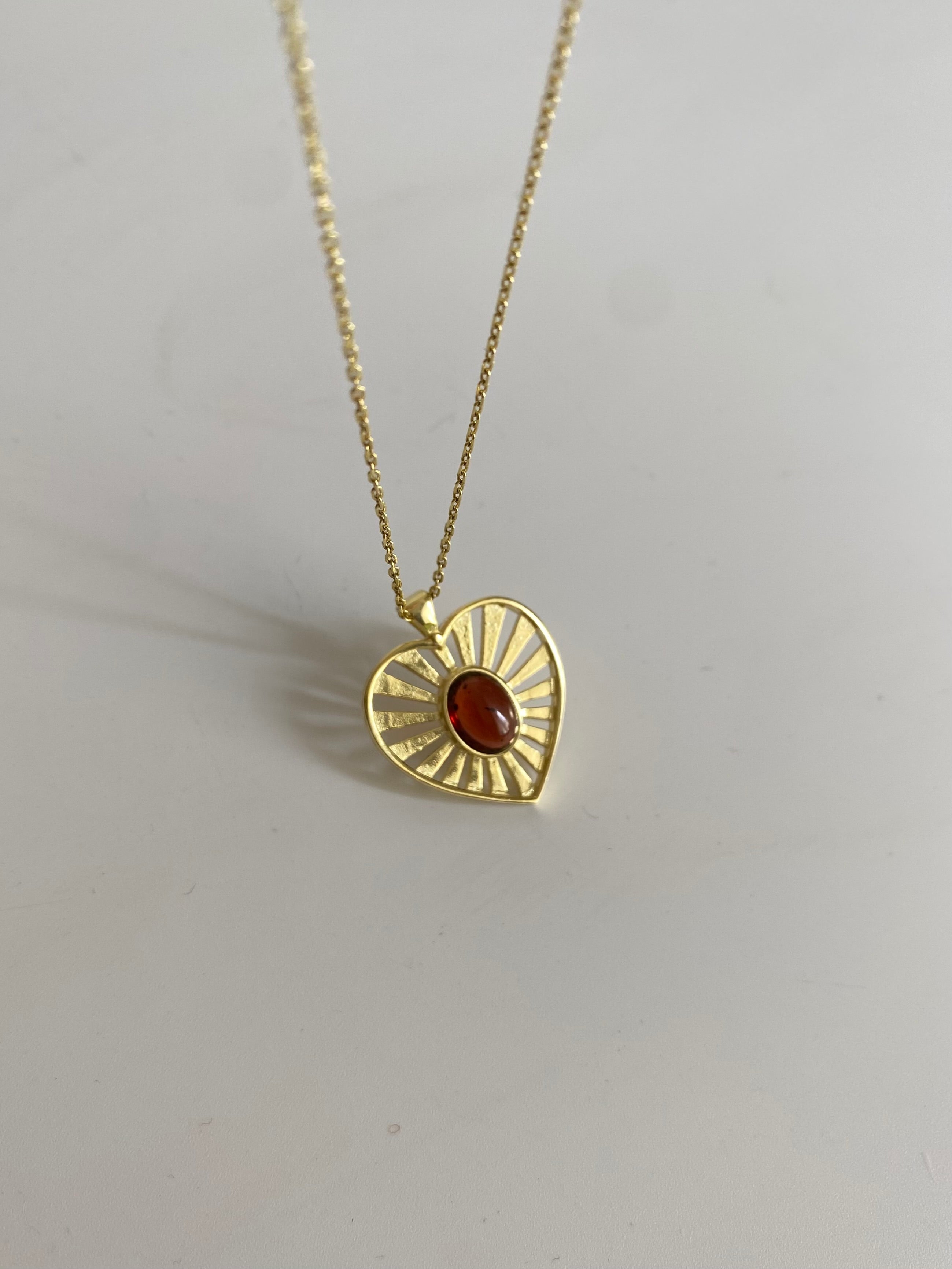 925 Gümüş Lal Taşı Kalp Kolye