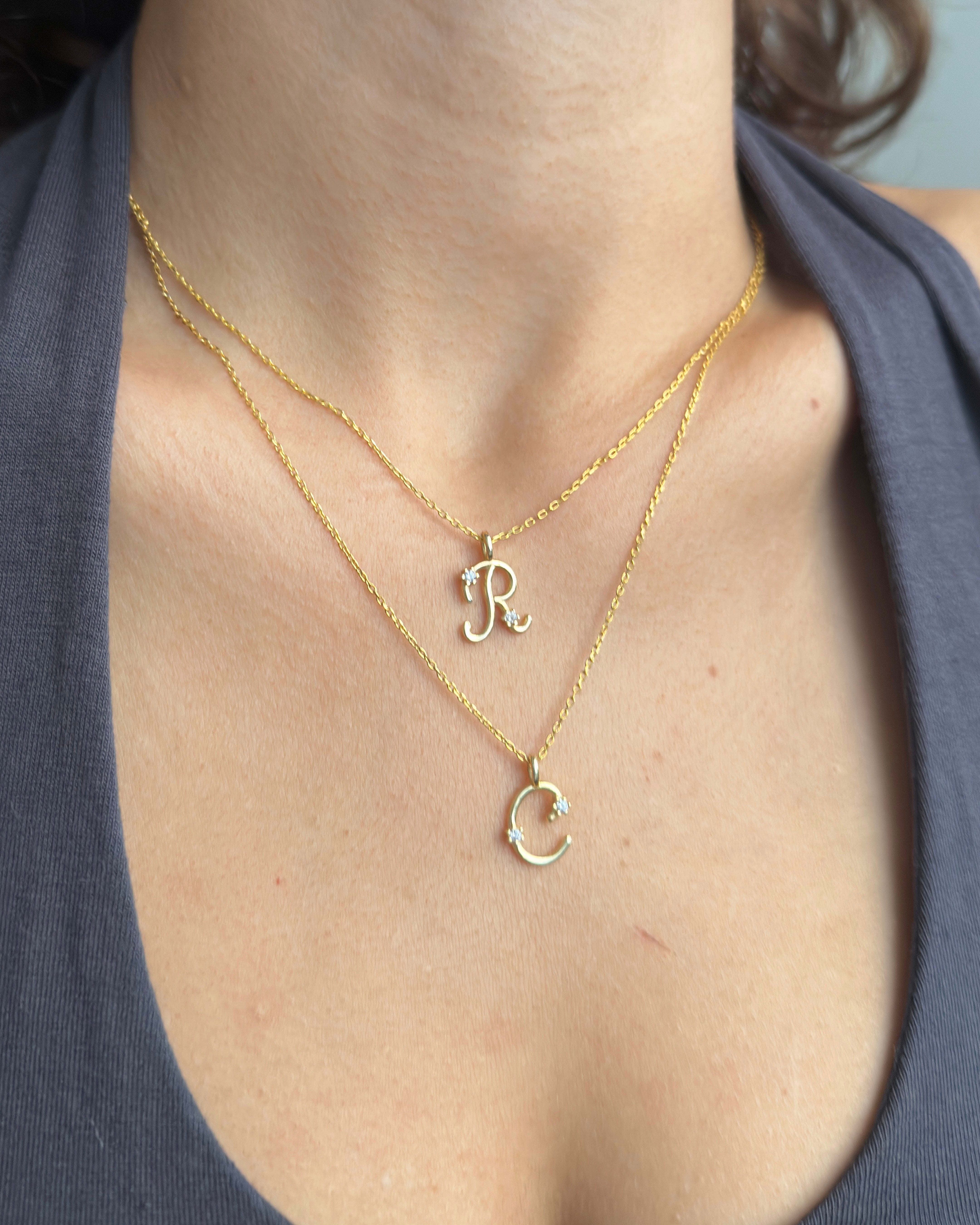 925 | Mini Taş Tasarım Harf Kolye