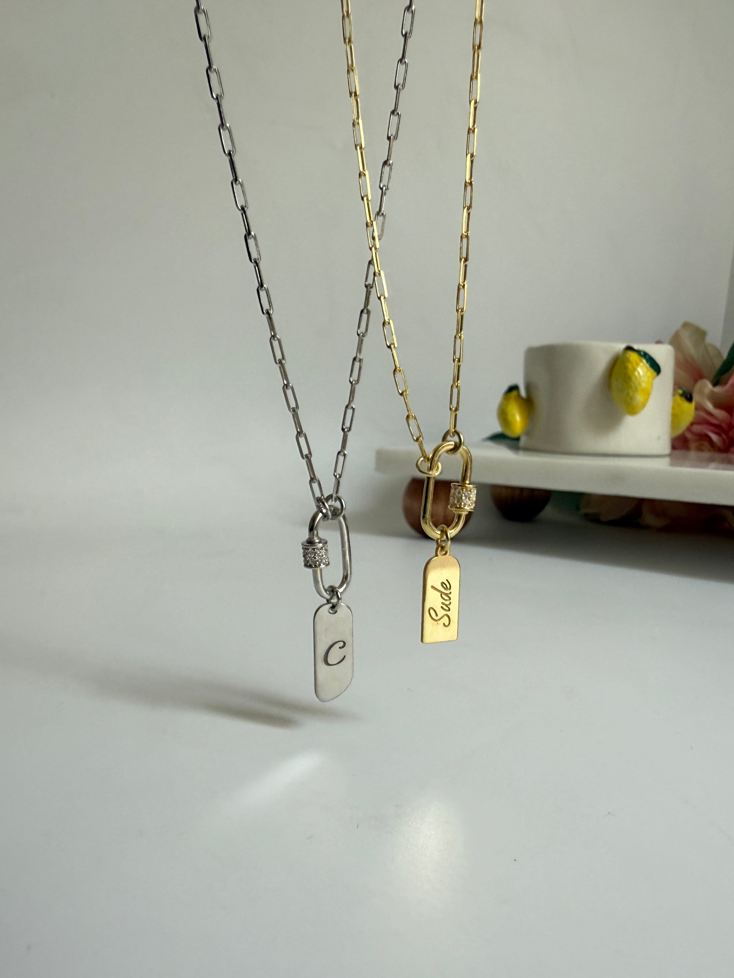 925 Ayar Gümüş Kilit Harf Kolye