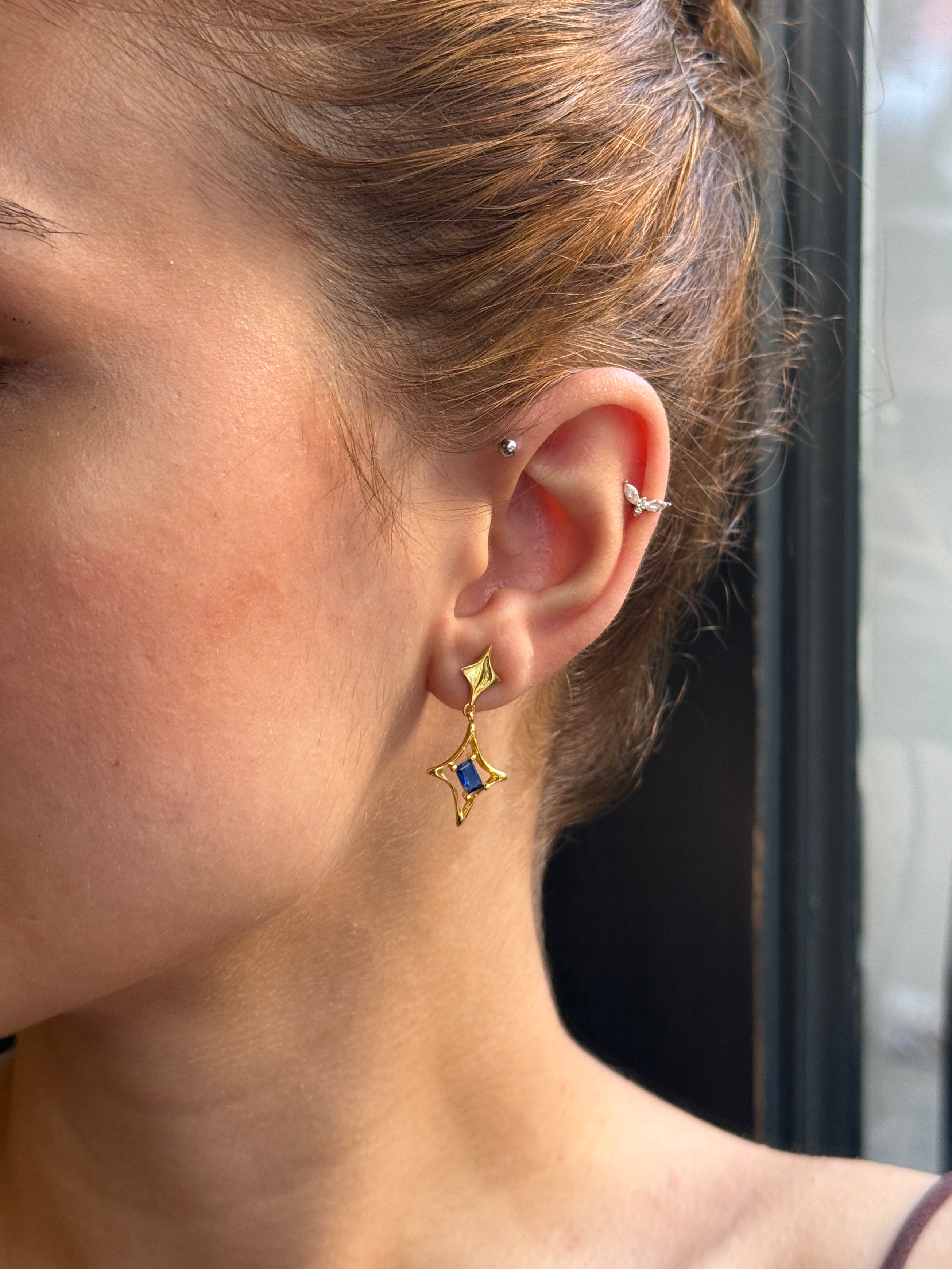 925 Gümüş Baget Kutup Yıldız Küpe