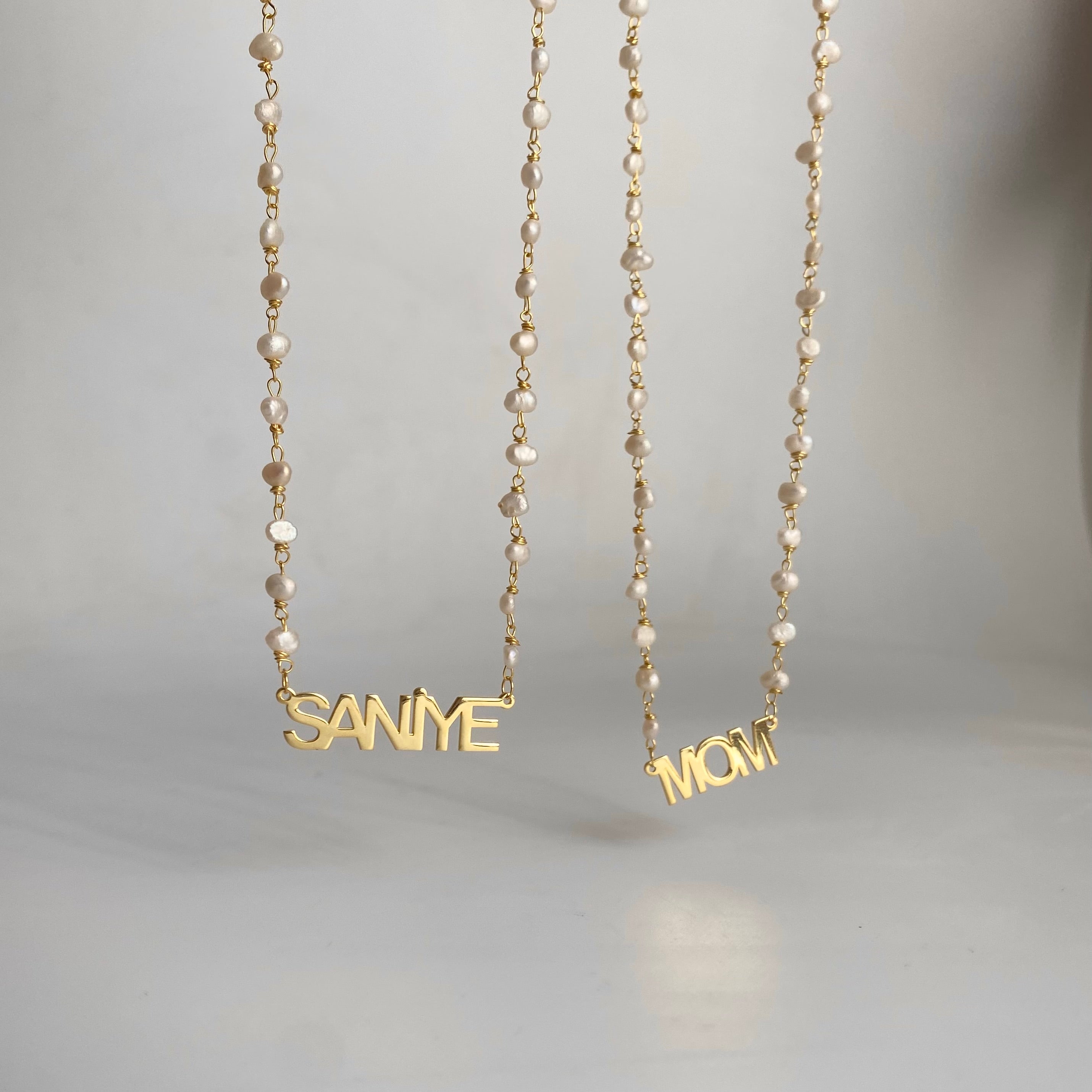 925 Ayar Gümüş İncili İsim Kolye