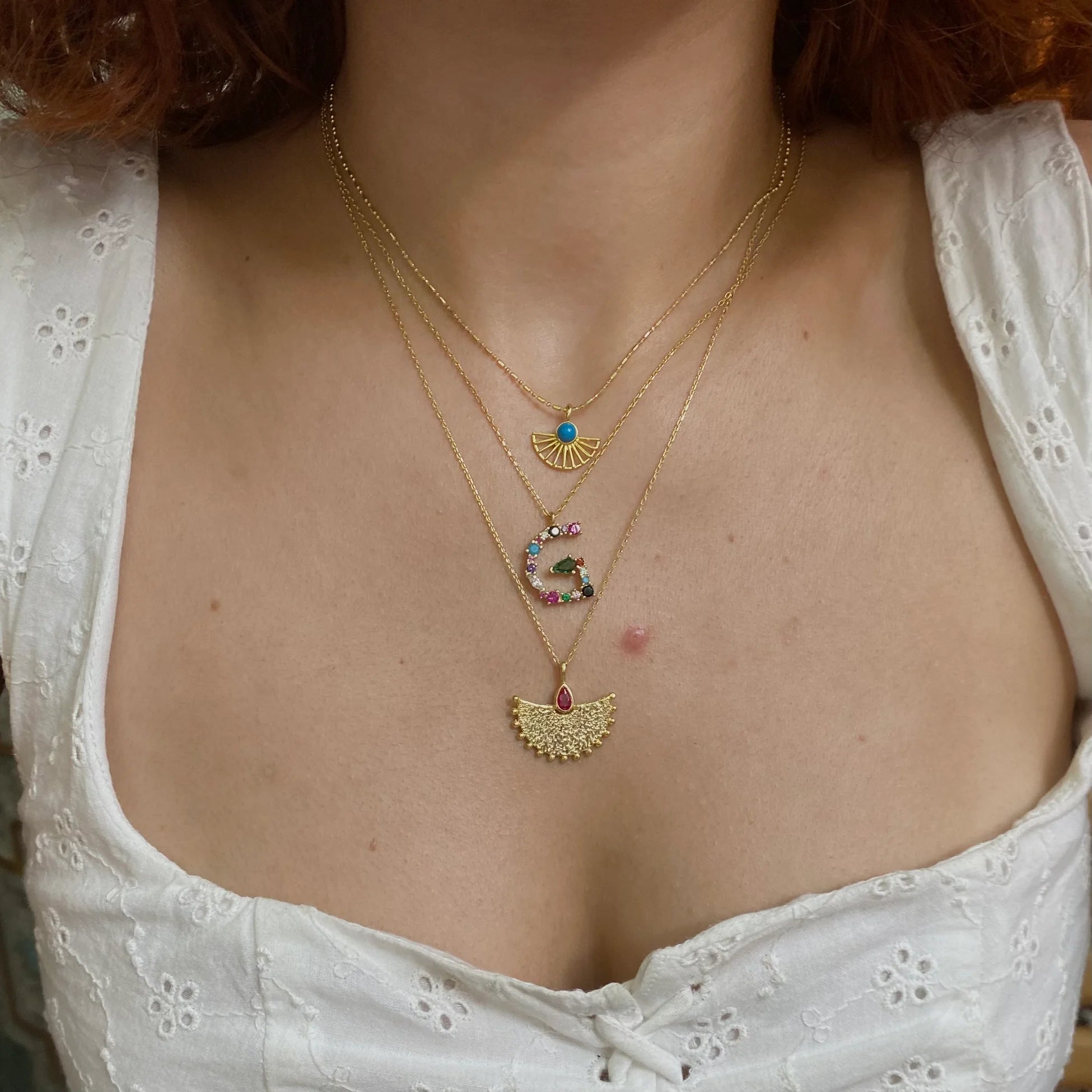 925 Ayar Gümüş Renkli Mix Taş Harf Kolye