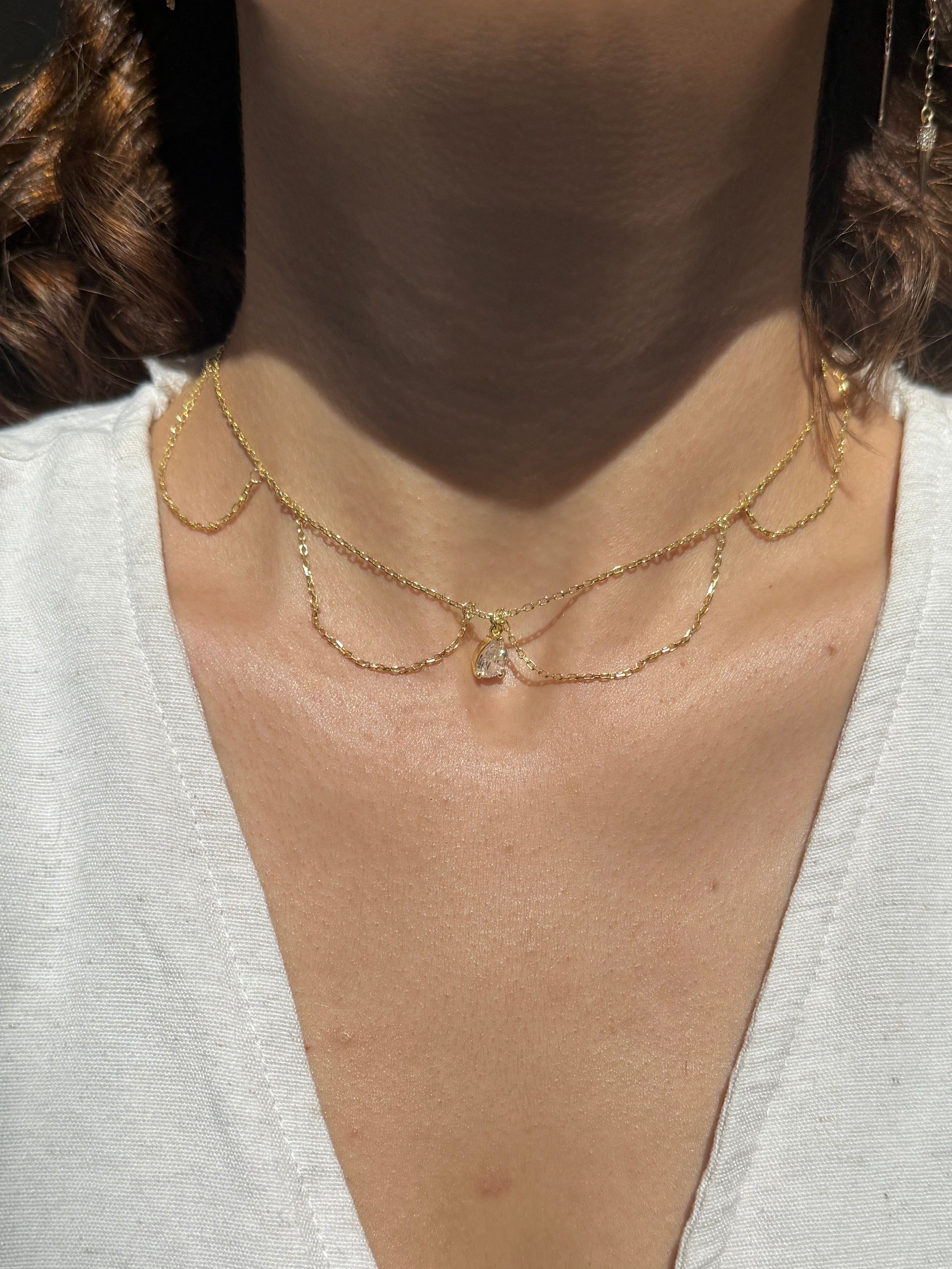 925 Gümüş | Damla Taş Zincir Kolye