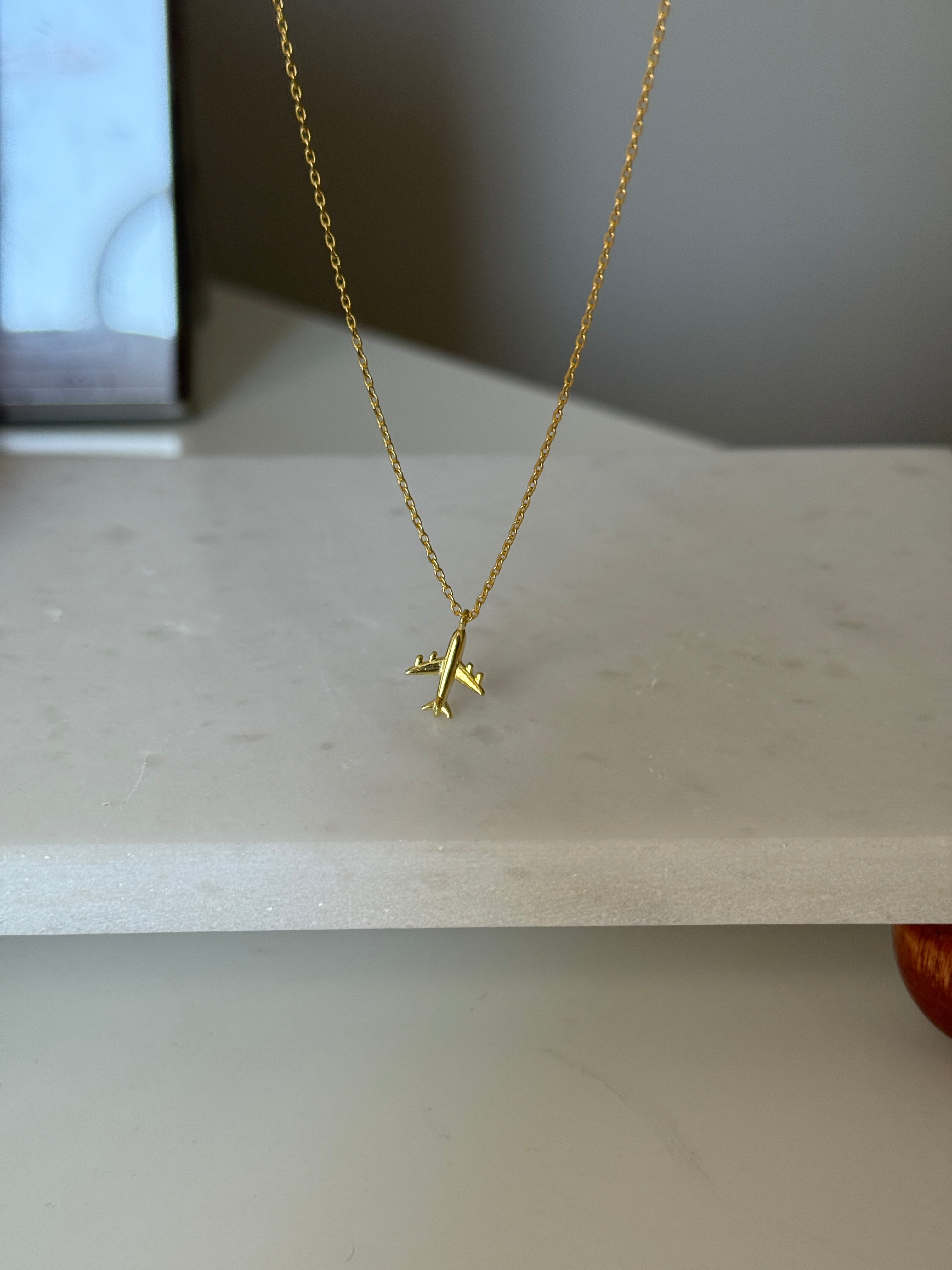 925 Gümüş Mini Uçak Kolye