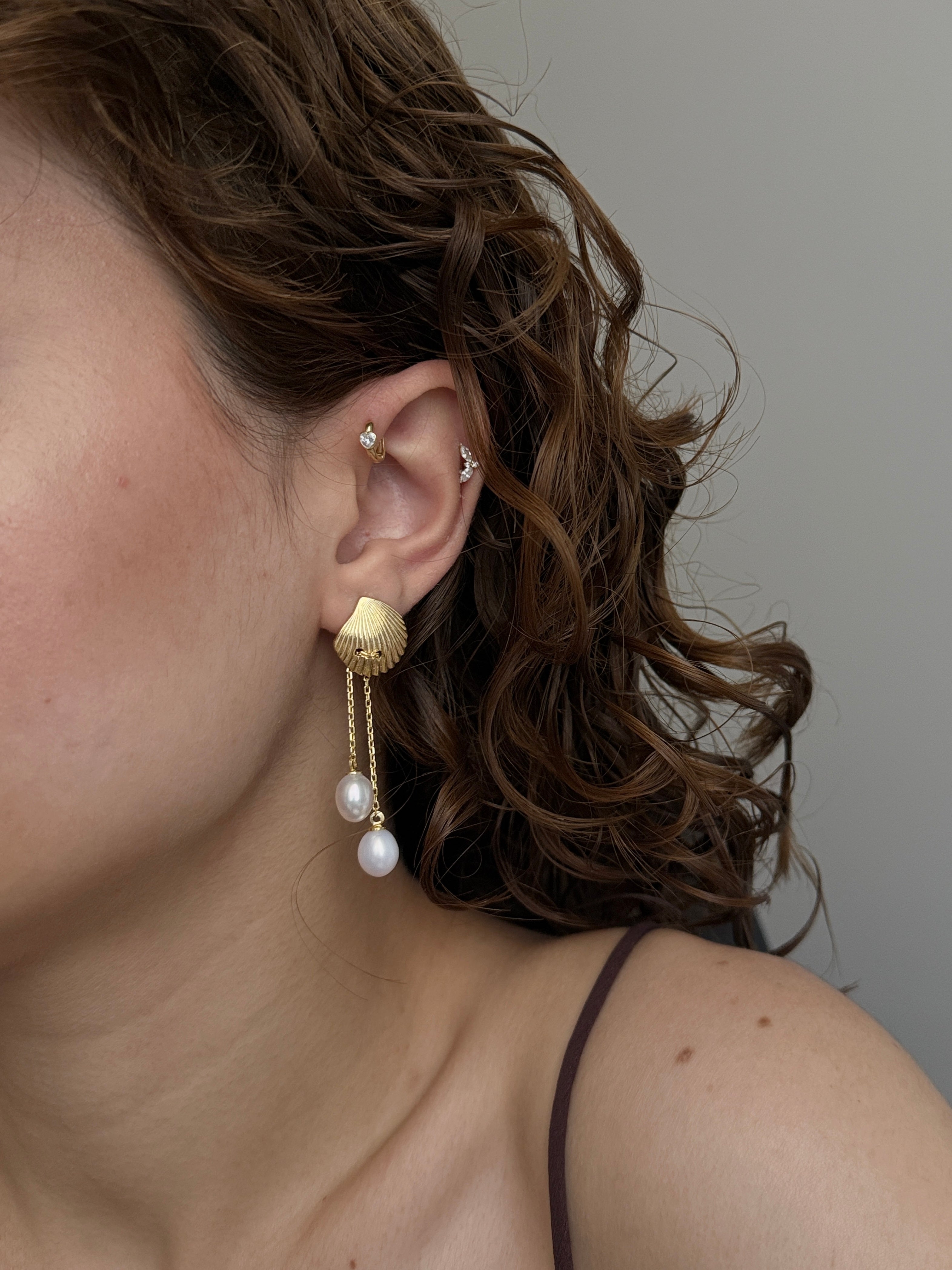 925 Gümüş Midye İnci Küpe