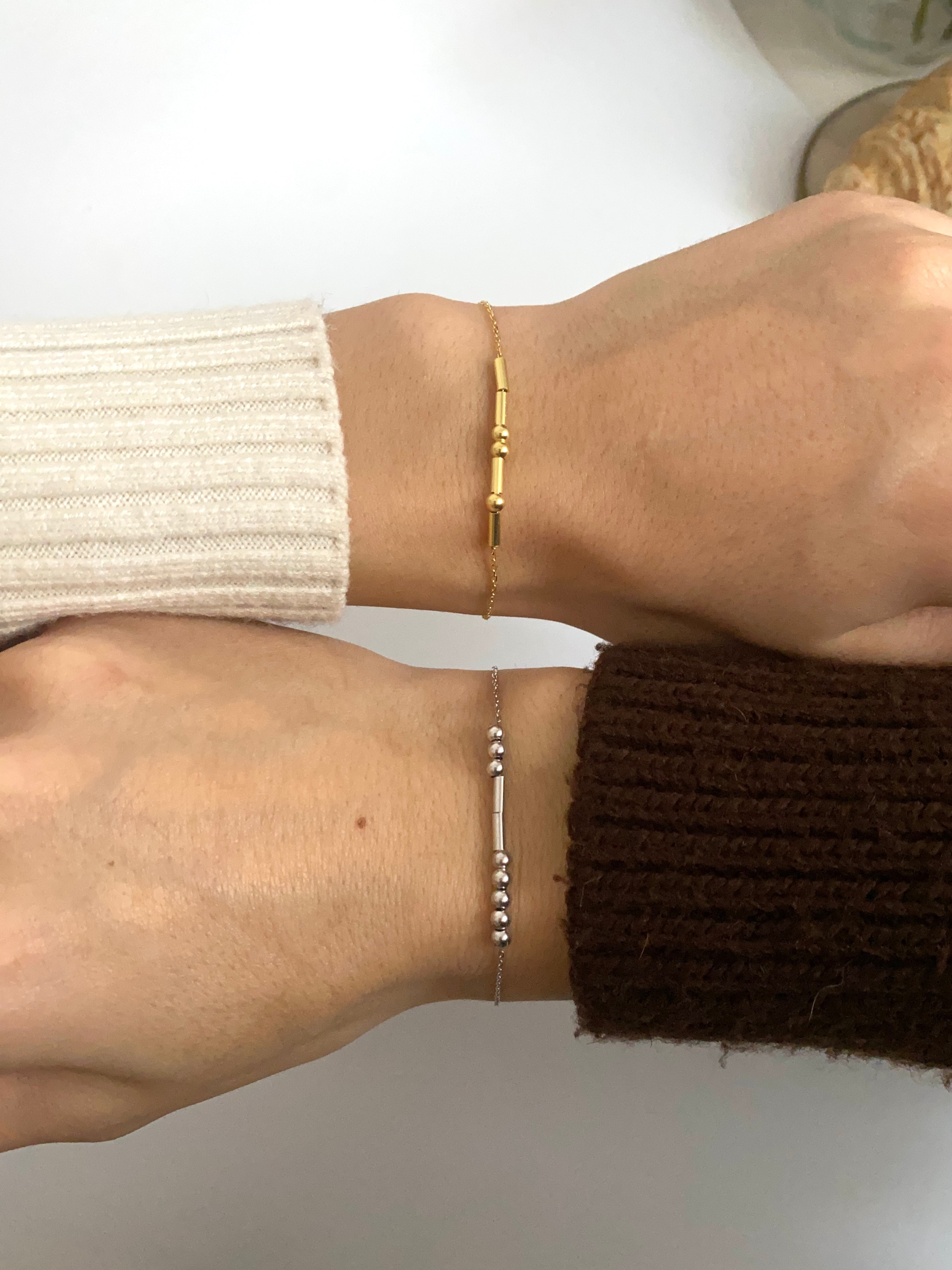 925 Gümüş Mors İsim Çift Bilekliği