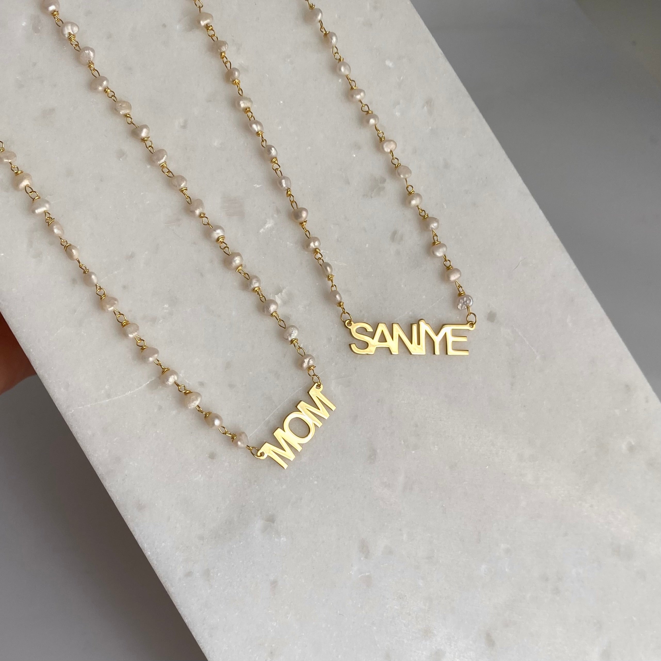 925 Ayar Gümüş İncili İsim Kolye