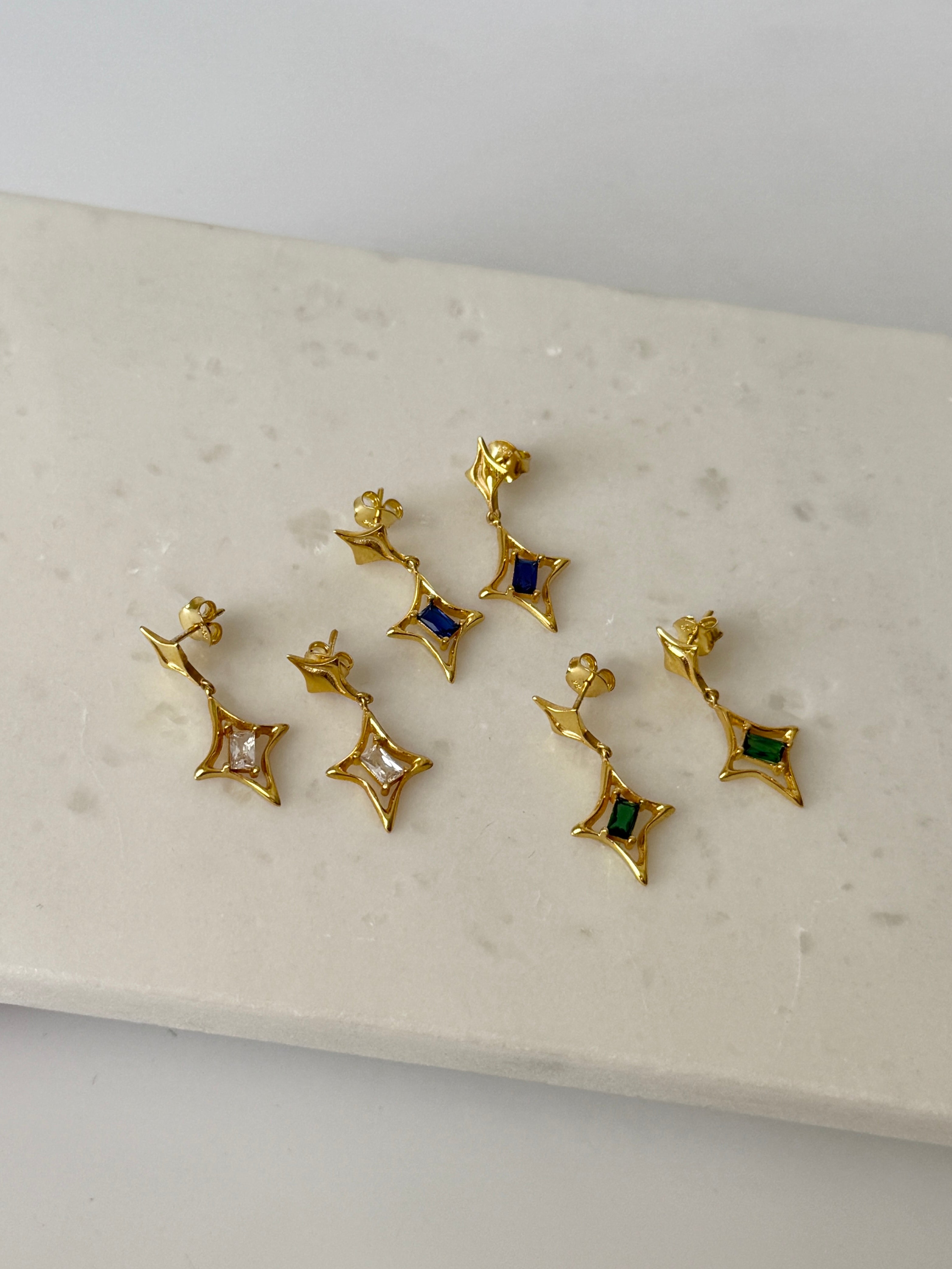 925 Gümüş Baget Kutup Yıldız Küpe