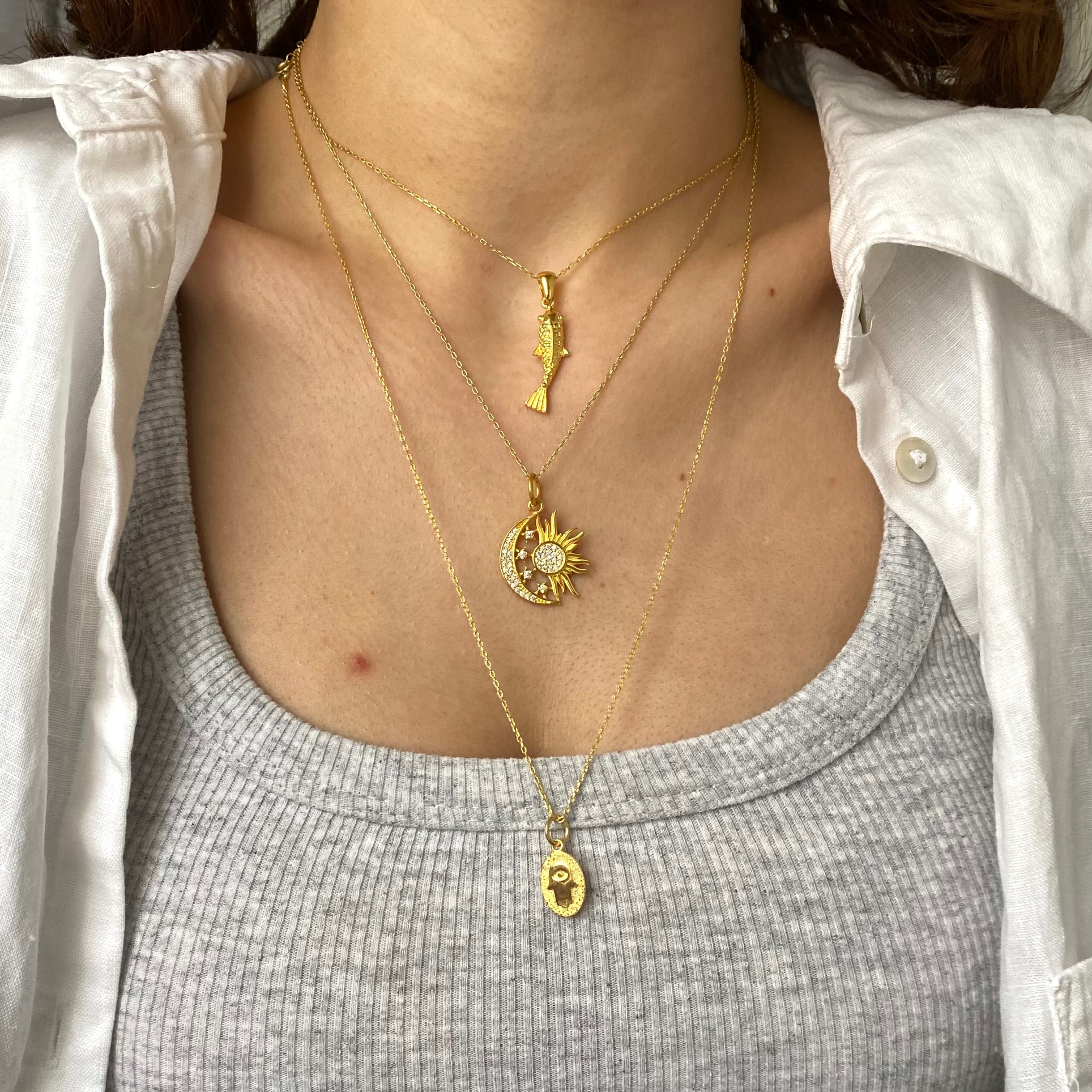 925 Gümüş Desenli Balık Kolye