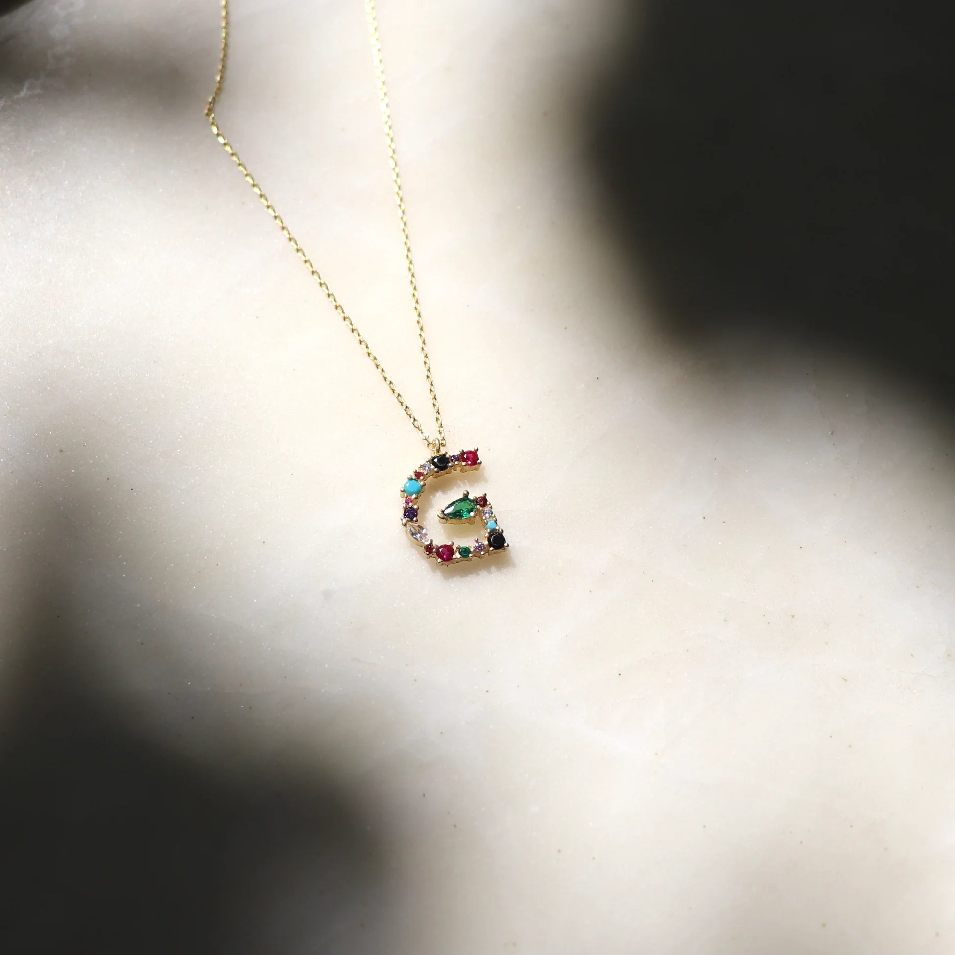 925 Ayar Gümüş Renkli Mix Taş Harf Kolye