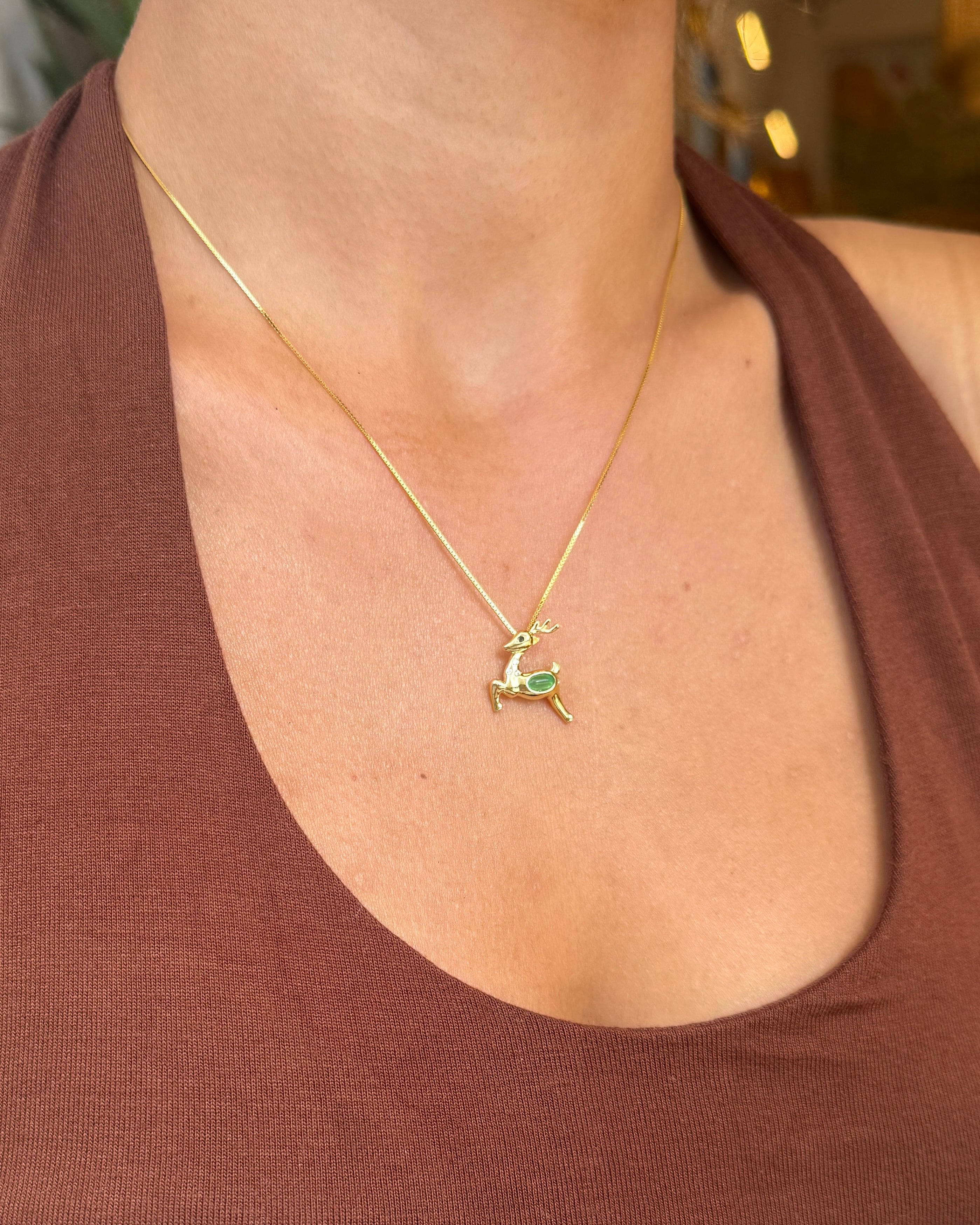 925 | Yeşil Taş Geyik Kolye