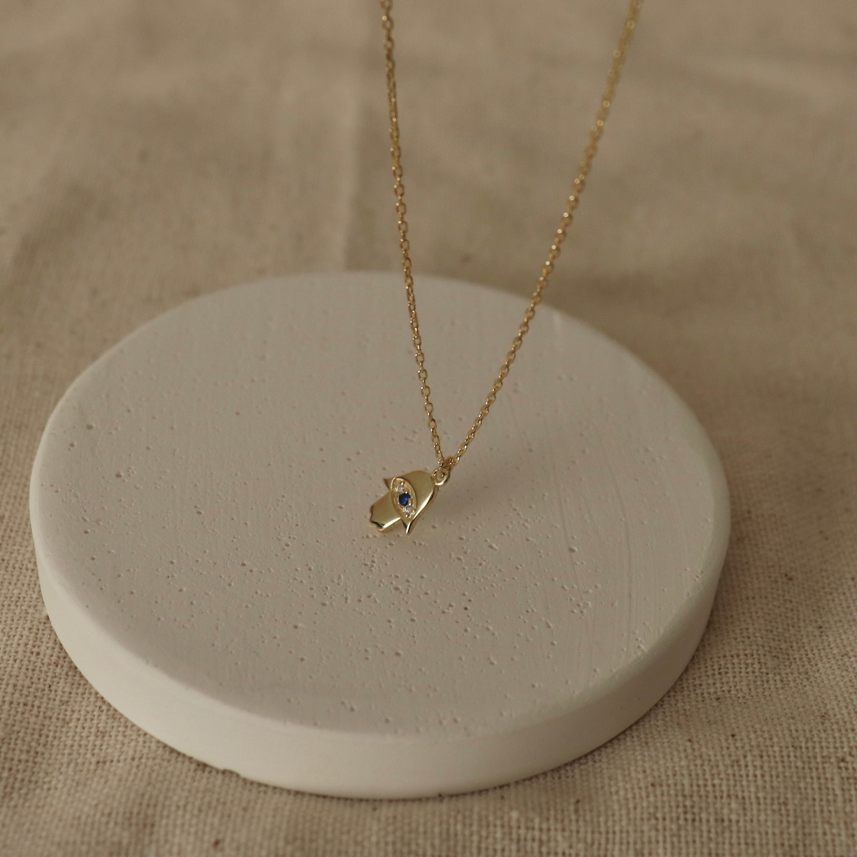 925 Ayar Gümüş | Mini Taşlı Hamsa Kolye