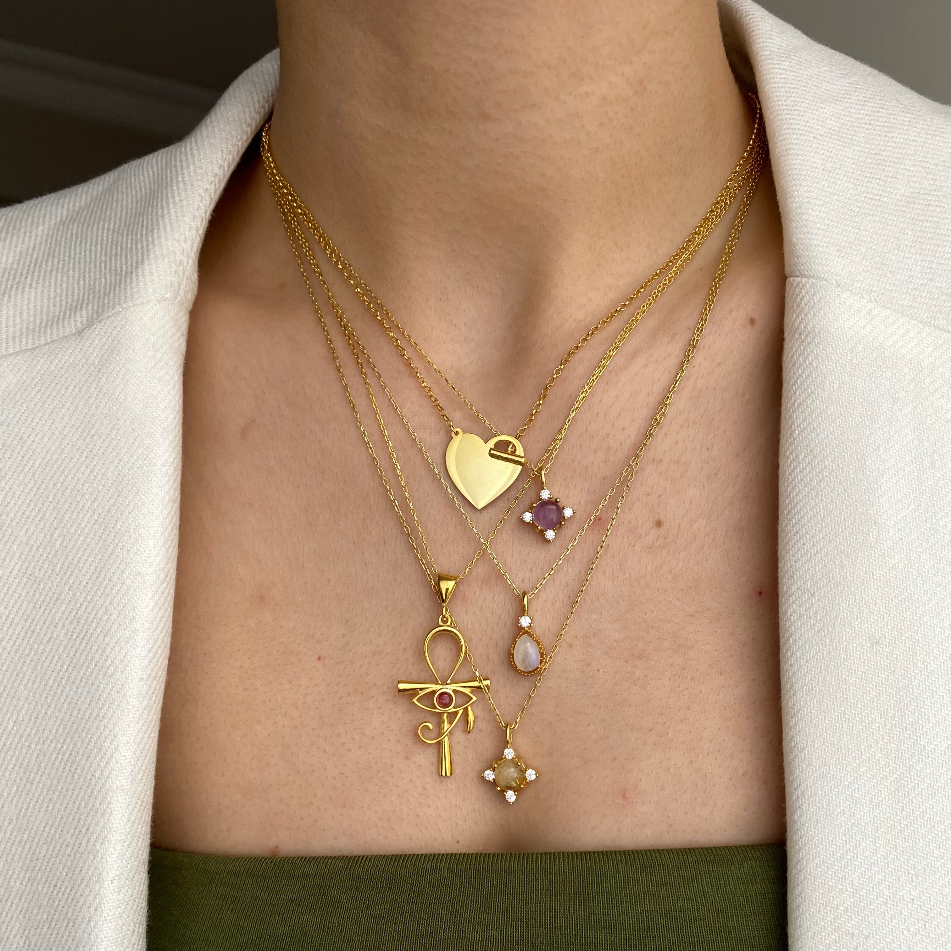 925 Ayar Gümüş | Mini Ay Taşı Kolye