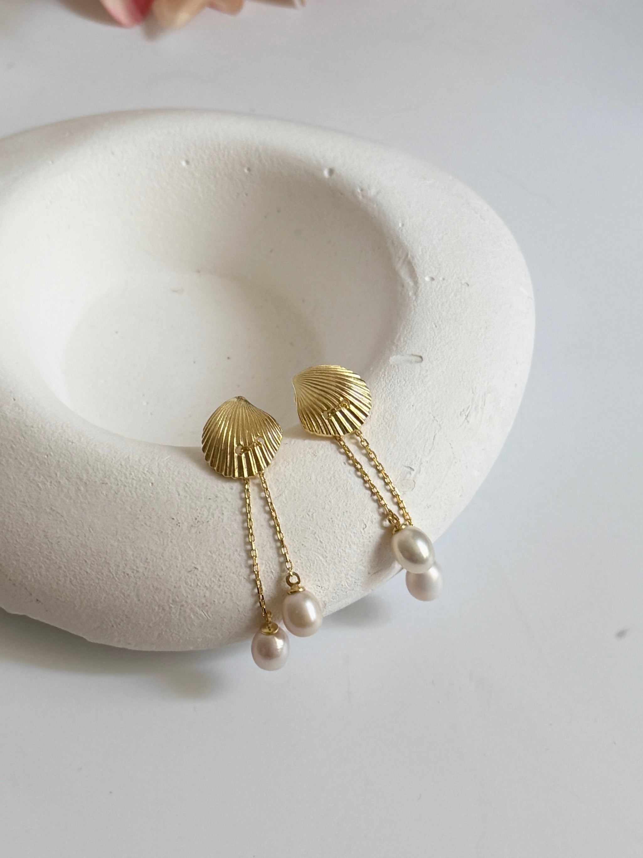 925 Gümüş Midye İnci Küpe