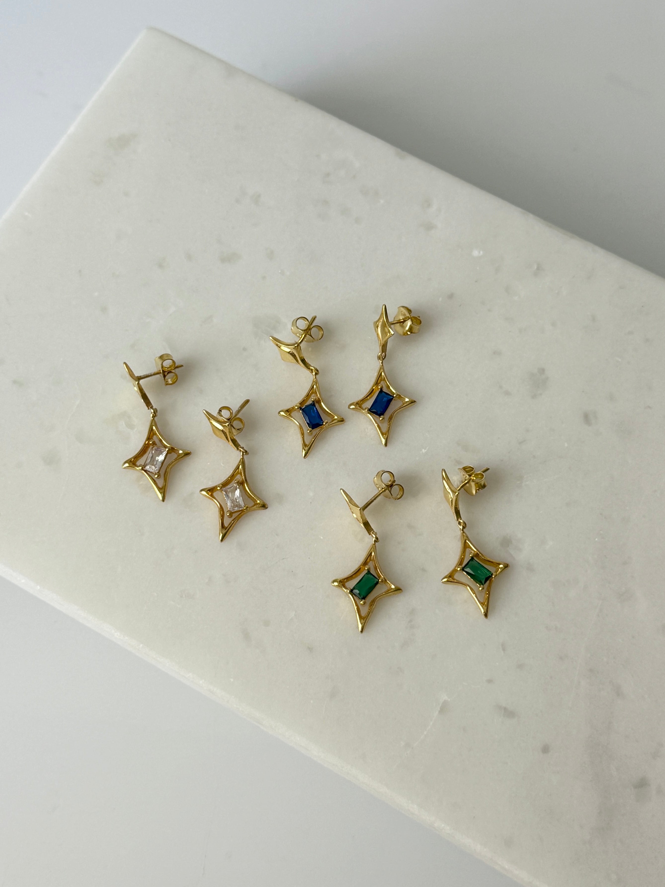 925 Gümüş Baget Kutup Yıldız Küpe