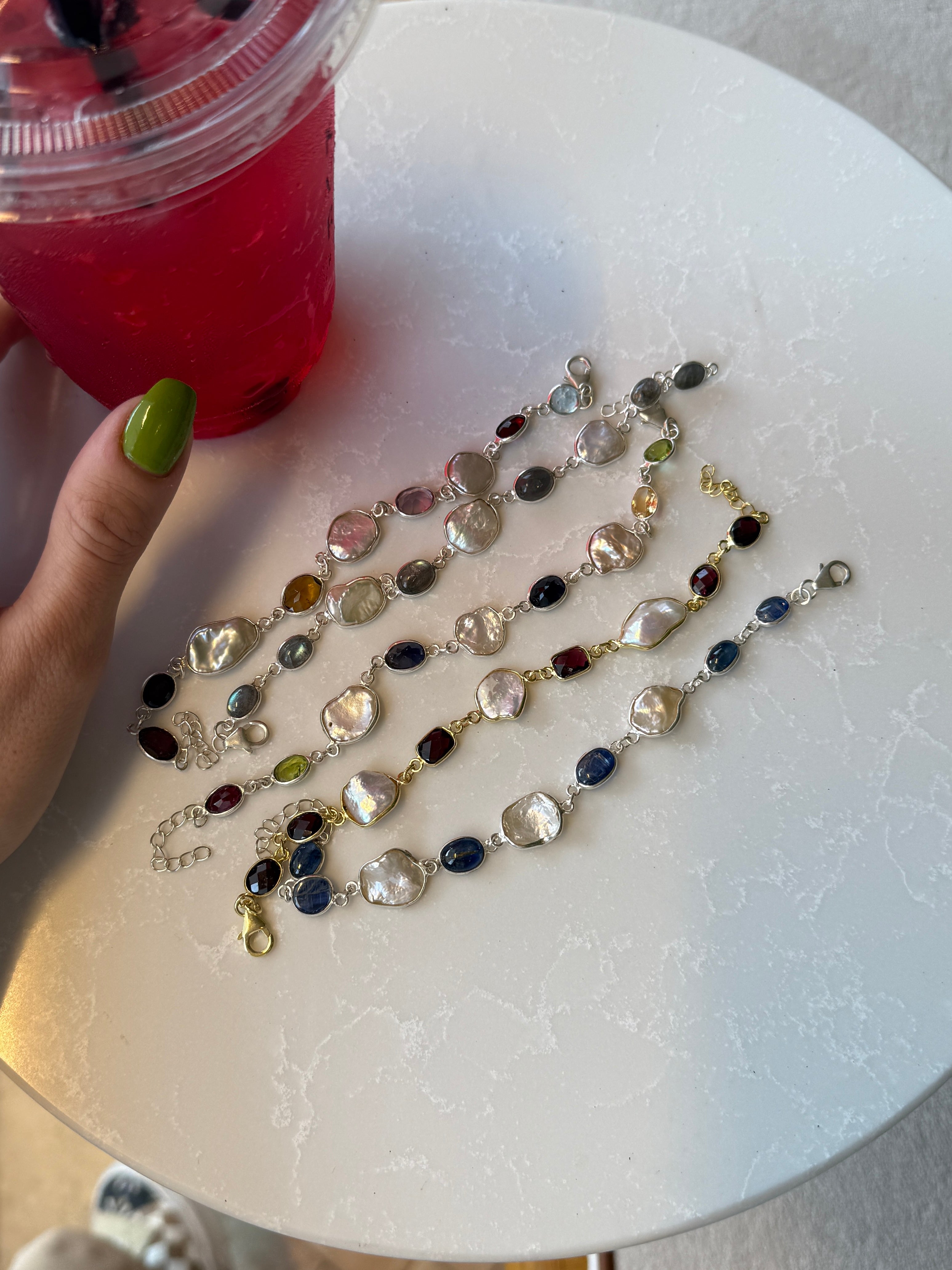 925 Gümüş Tasarım Doğaltaş Bileklik