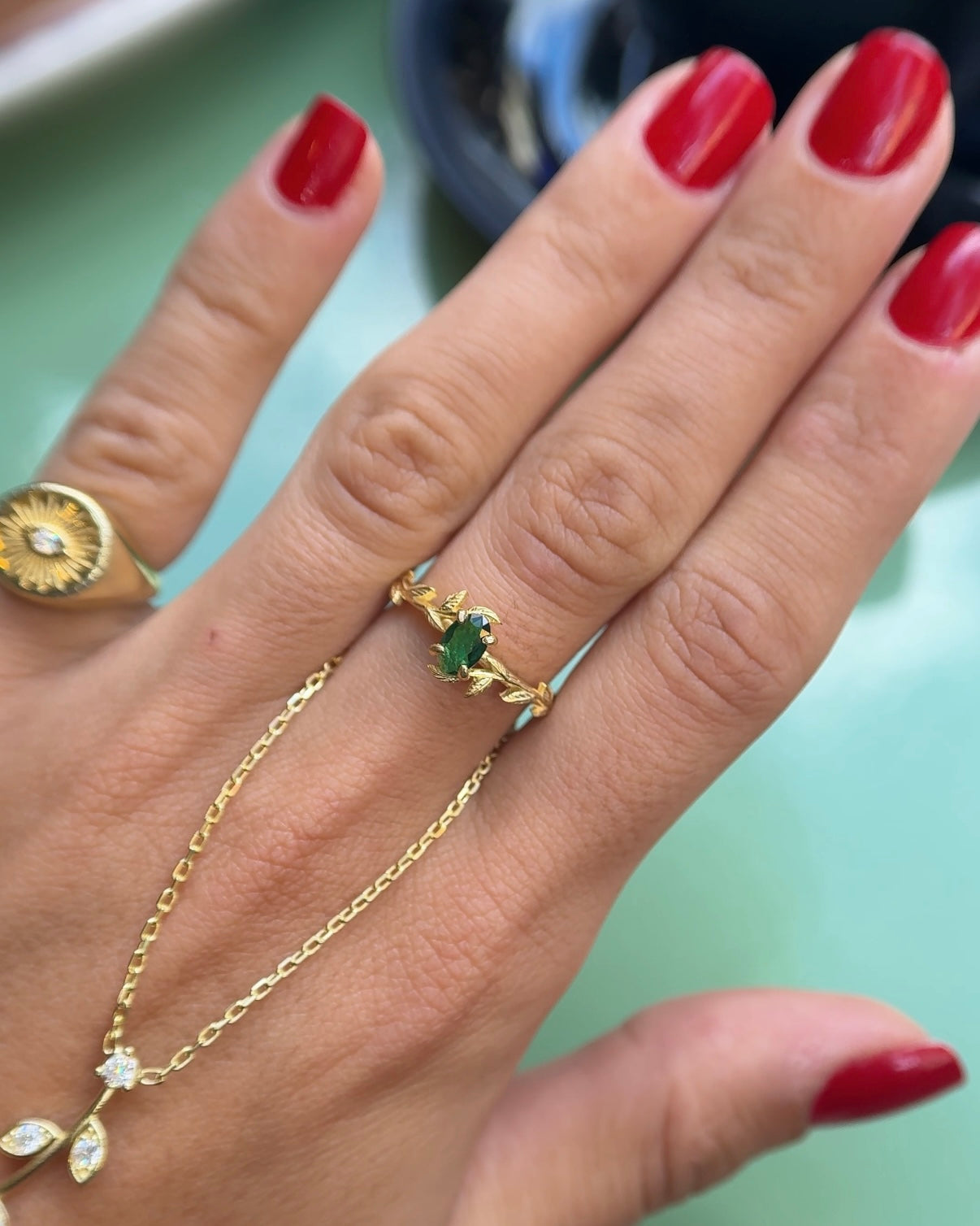 925 | Daphne Yeşil Yaprak Yüzük