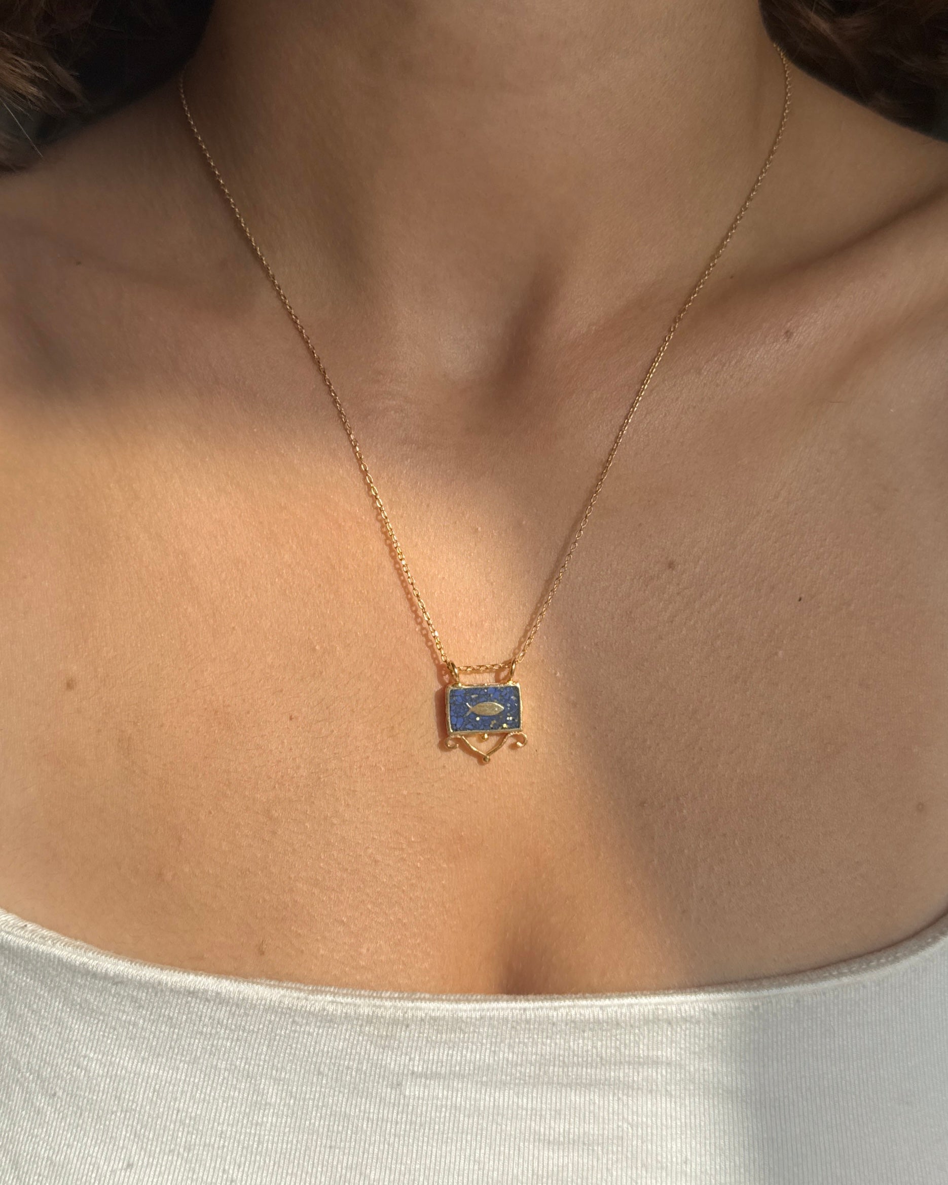 925 | Kesme Taş Balık Kolye