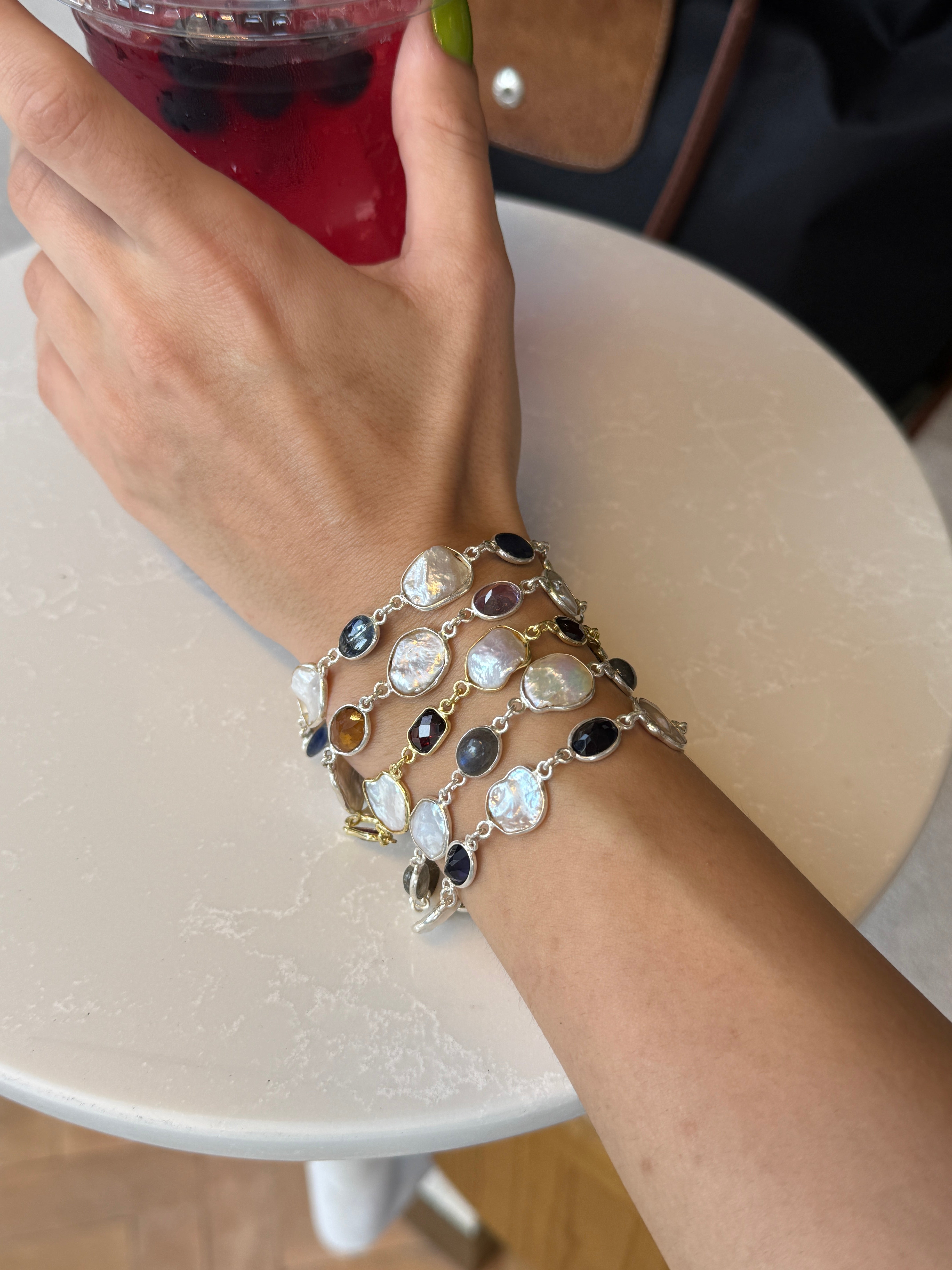 925 Gümüş Tasarım Doğaltaş Bileklik