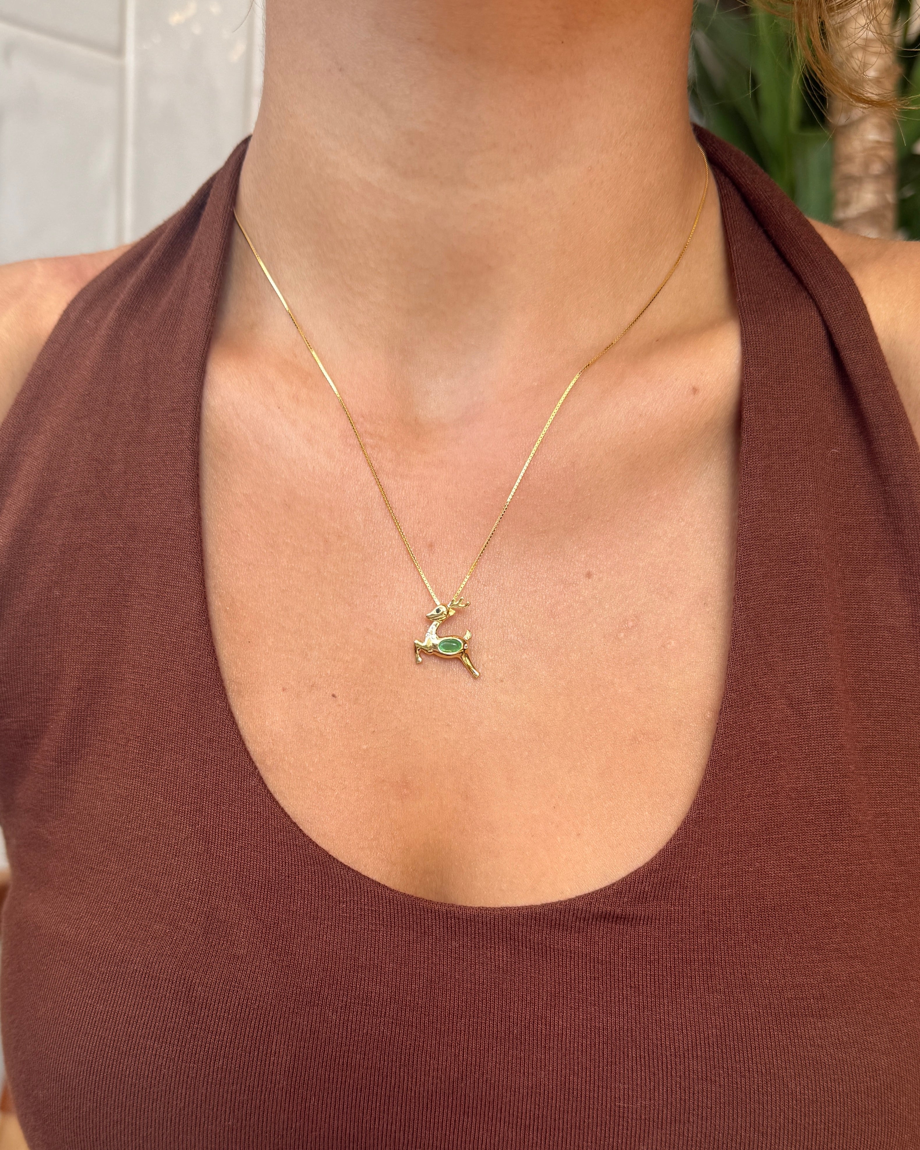 925 | Yeşil Taş Geyik Kolye