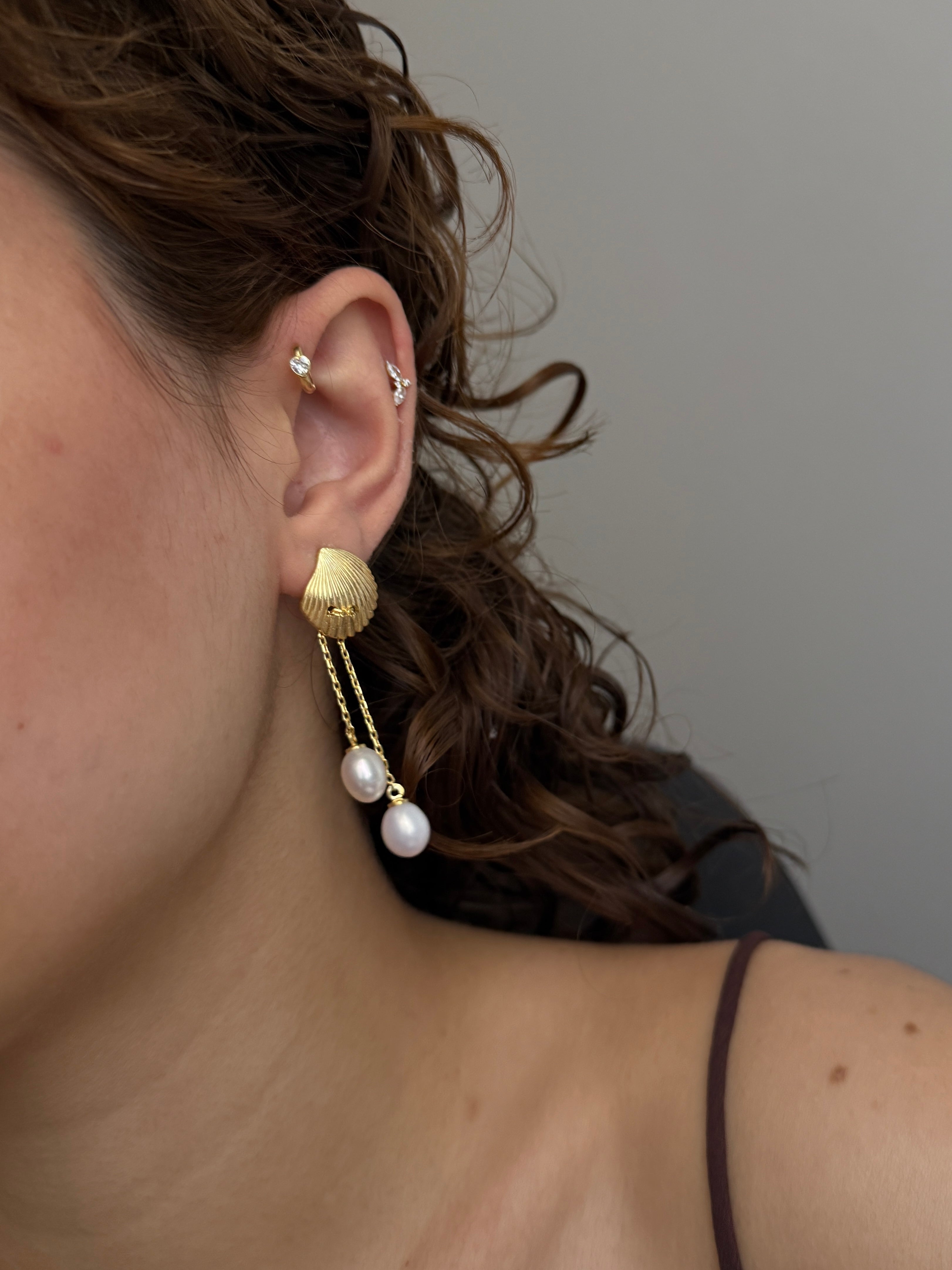 925 Gümüş Midye İnci Küpe