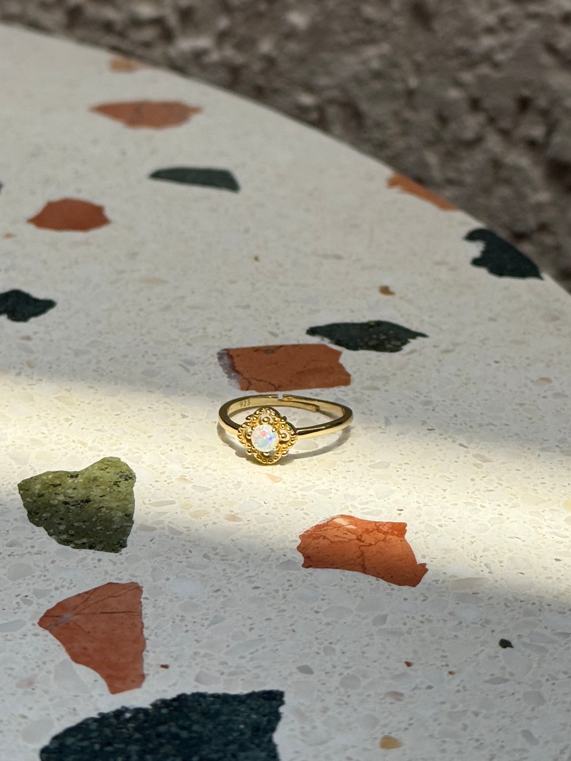 925 Gümüş Opal Çiçek Yüzük