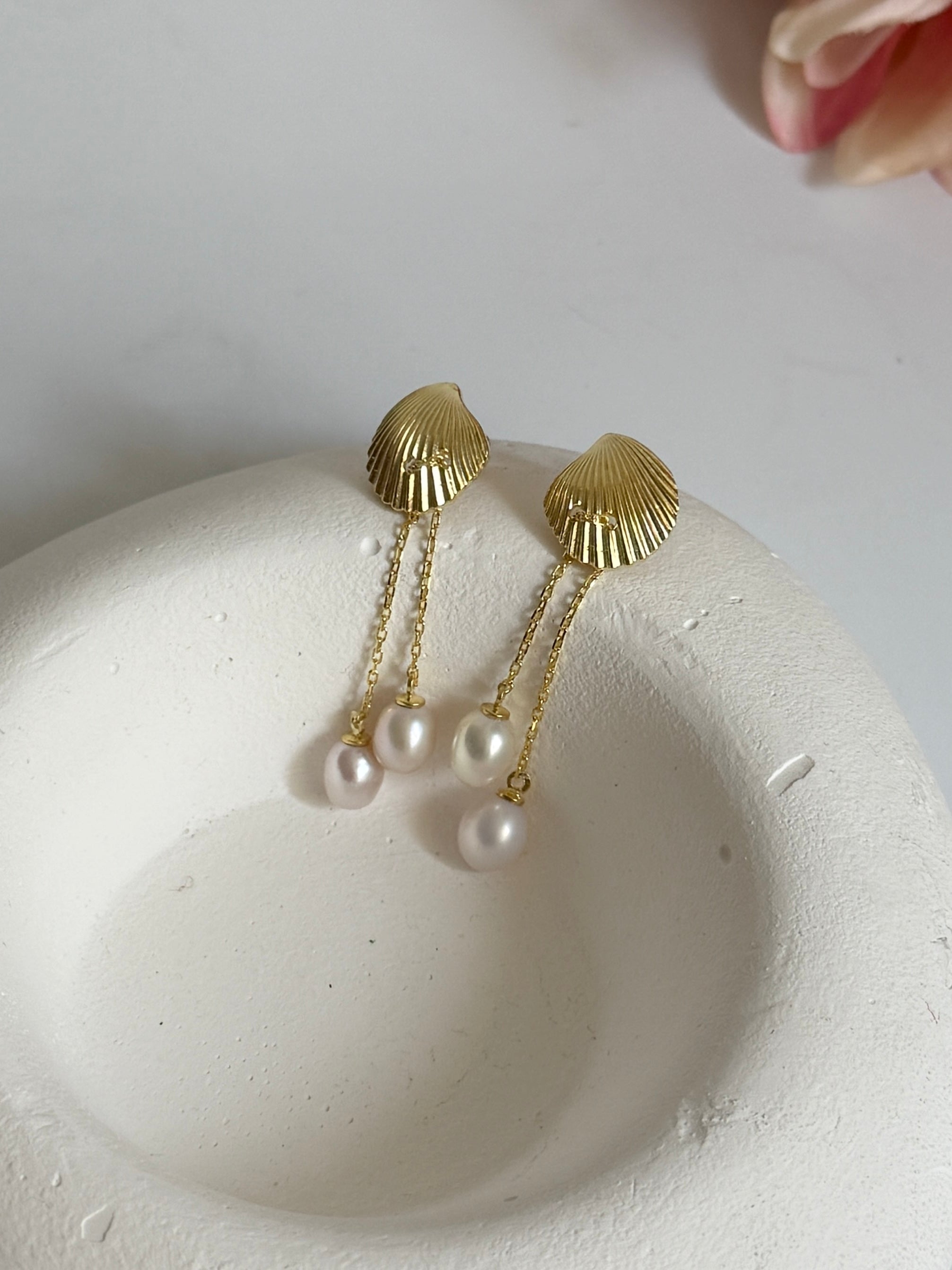 925 Gümüş Midye İnci Küpe