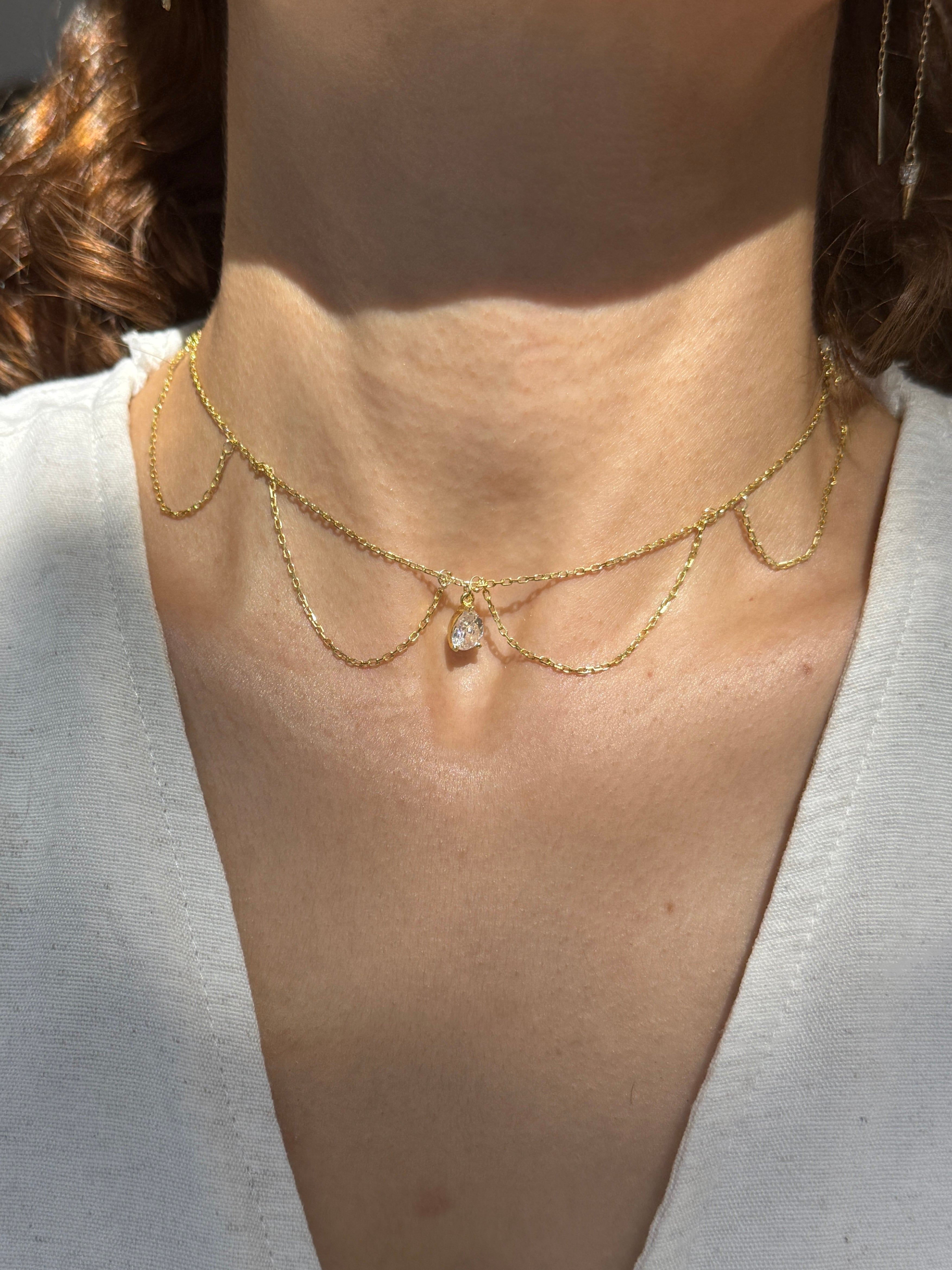 925 Gümüş | Damla Taş Zincir Kolye