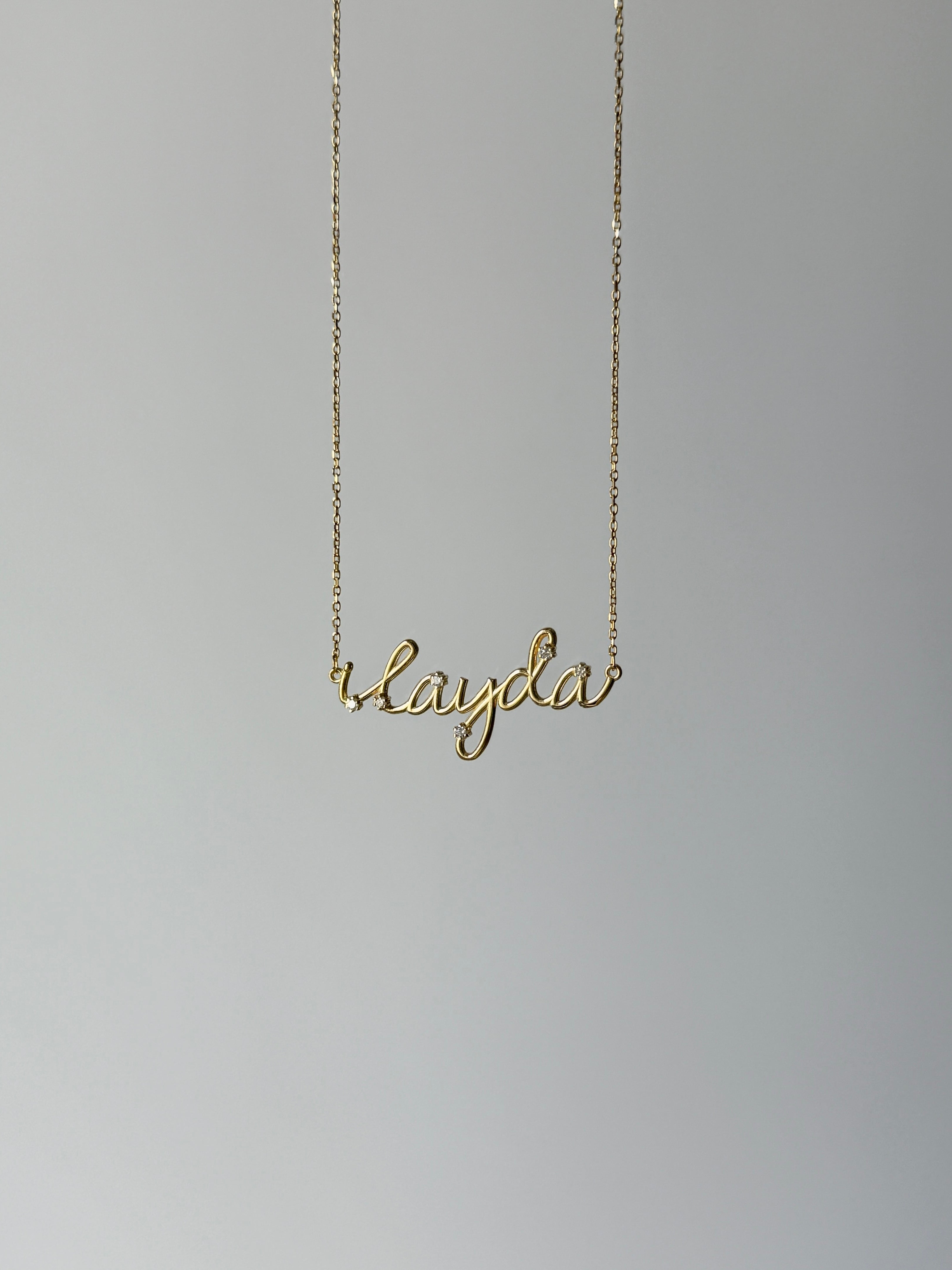 925 Gümüş Tasarım Taşlı İsim Kolye