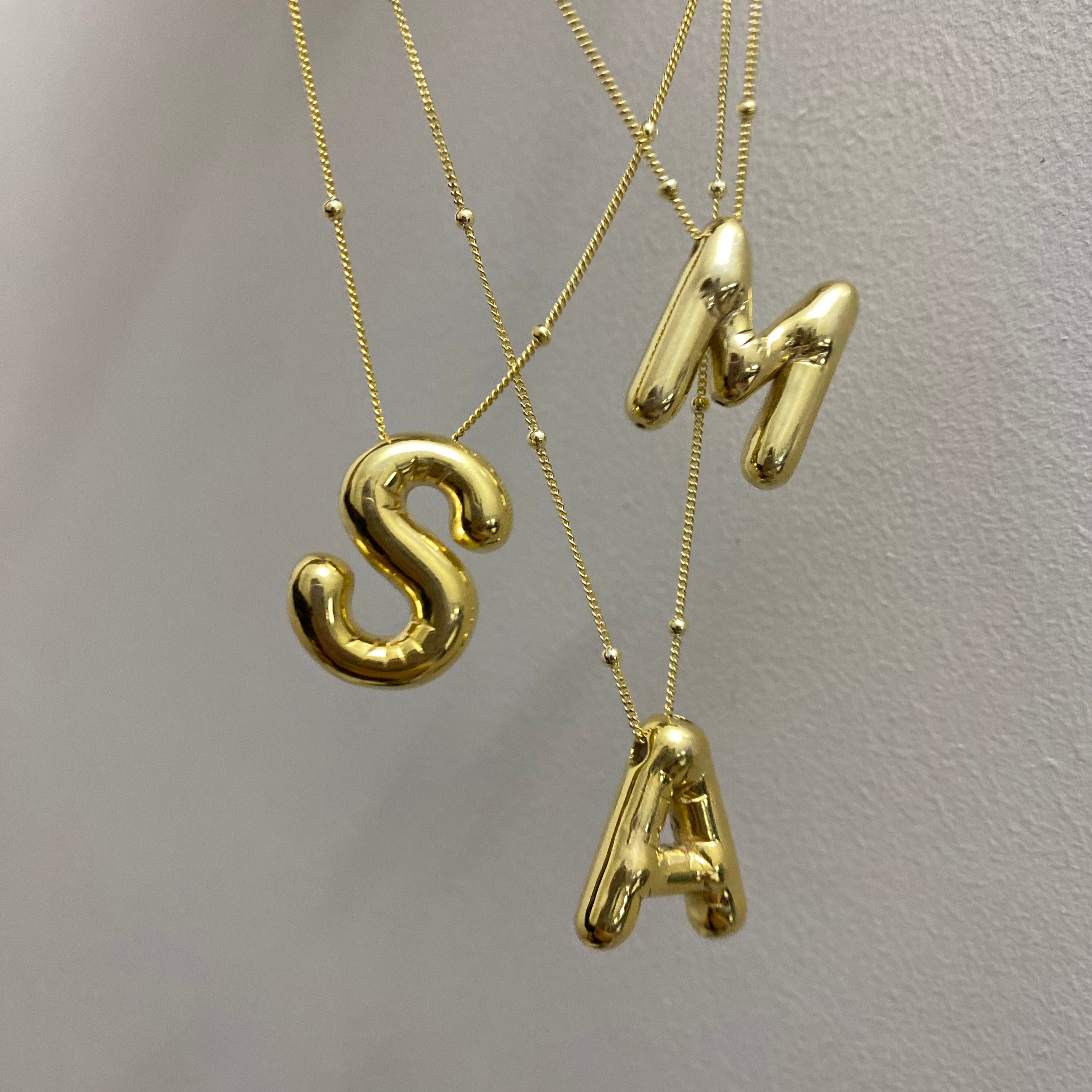 925 Ayar Gümüş | Balon Harf Kolye