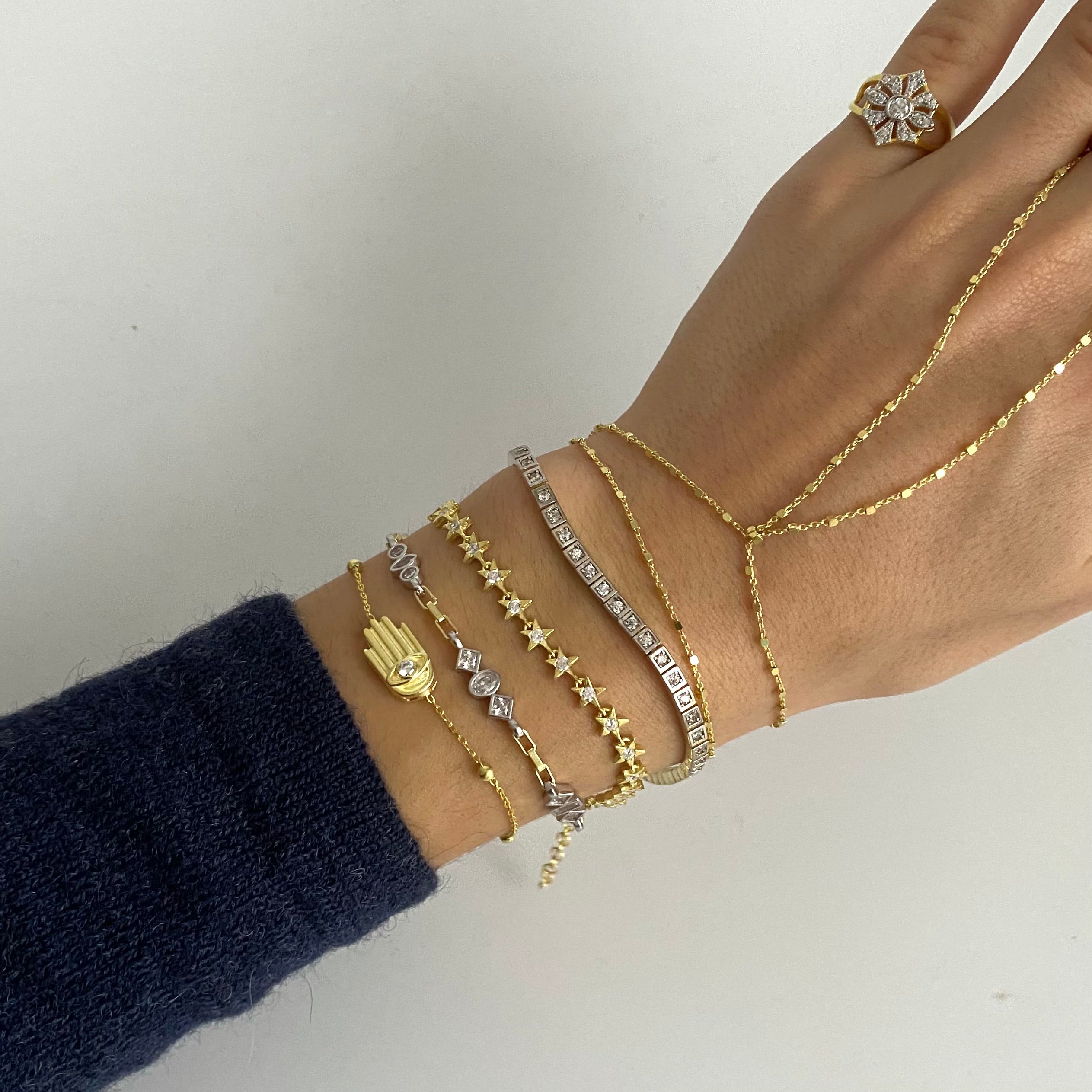 925 Ayar Gümüş Tamtur Yıldız Bileklik