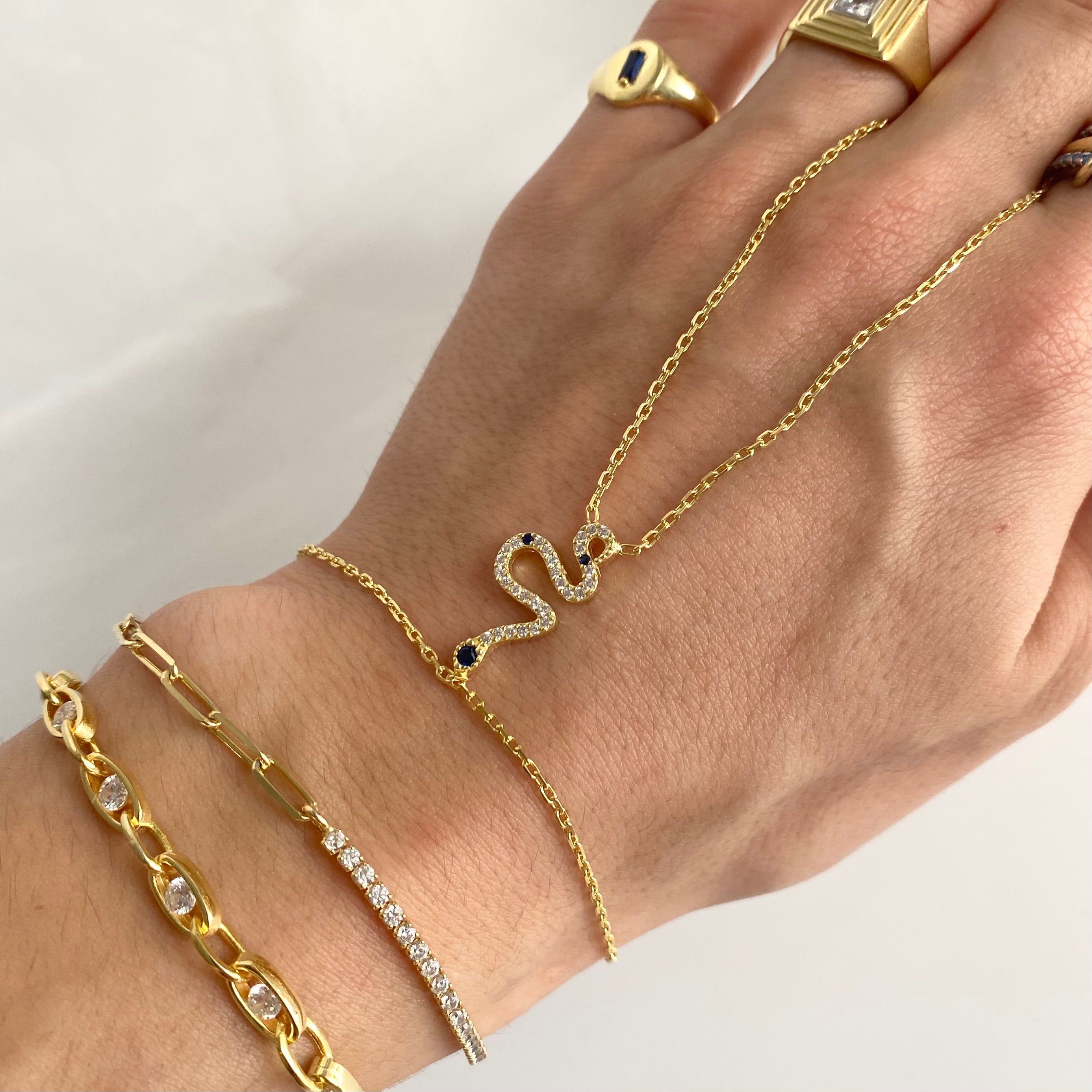 925 Gümüş Lacivert Taş Yılan Şahmeran