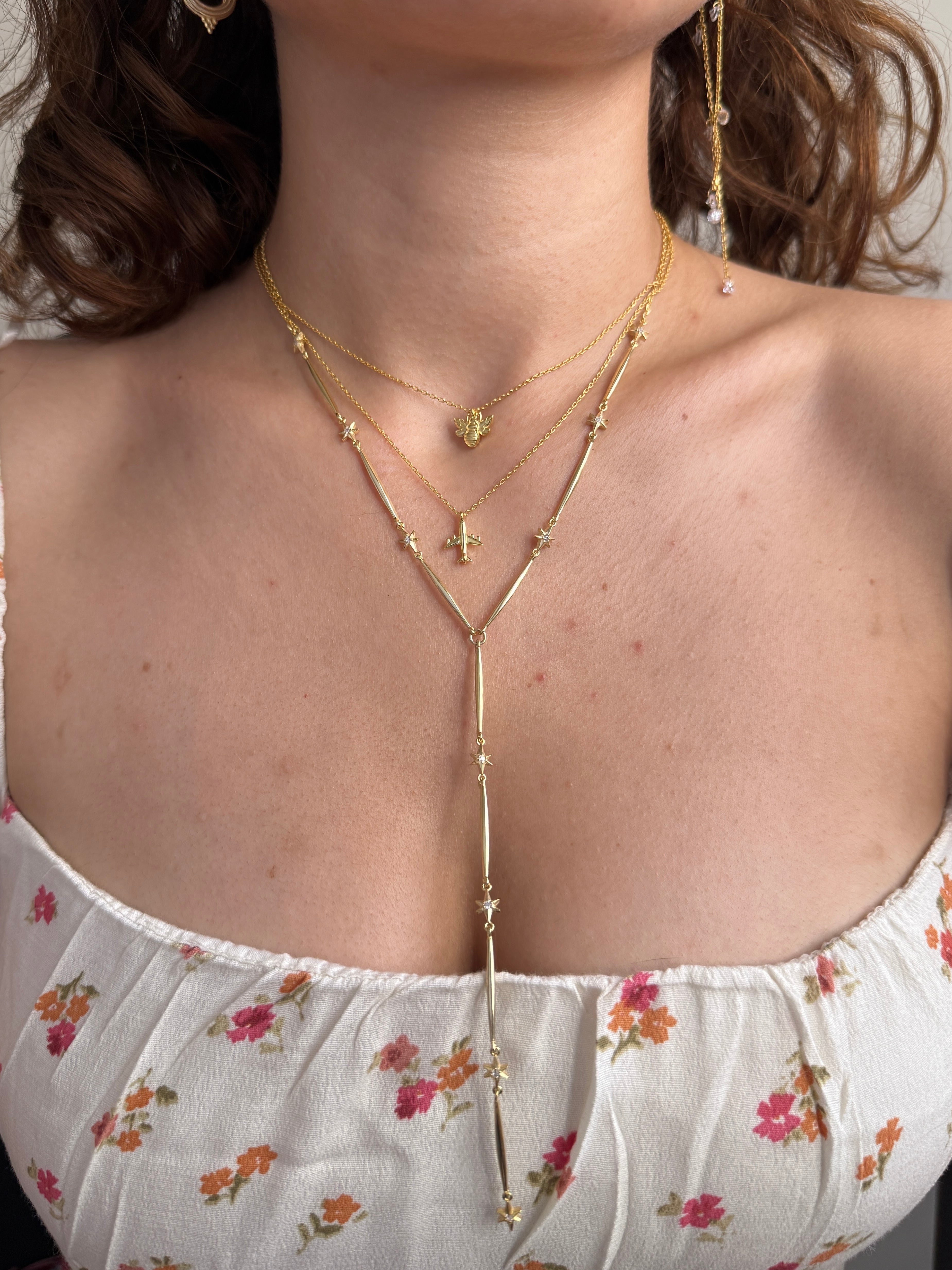 925 Gümüş Yıldız Çubuk Y Kolye