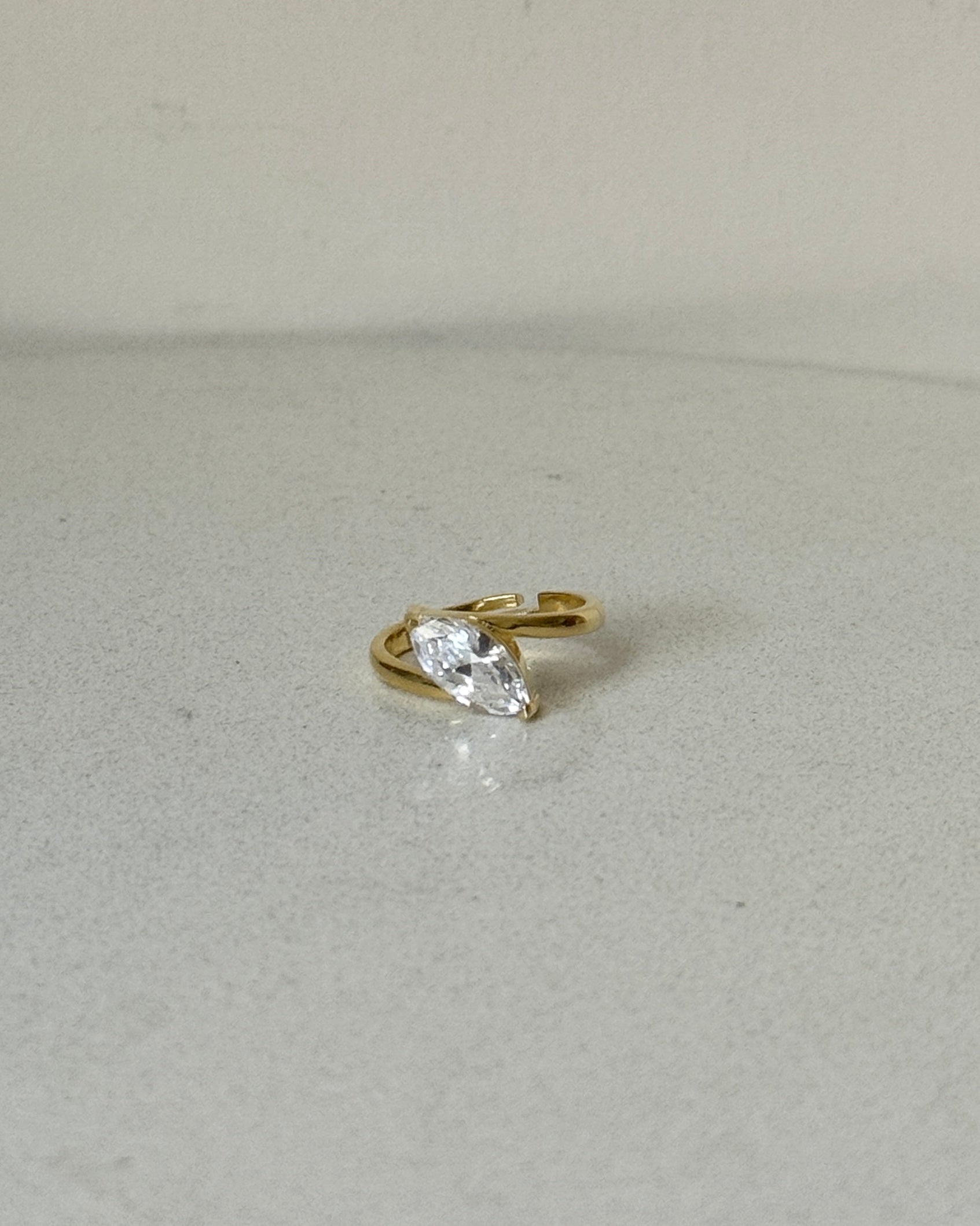 925 | Yatay Markiz Tektaş Yüzük / Ayarlanabilir Ölçü