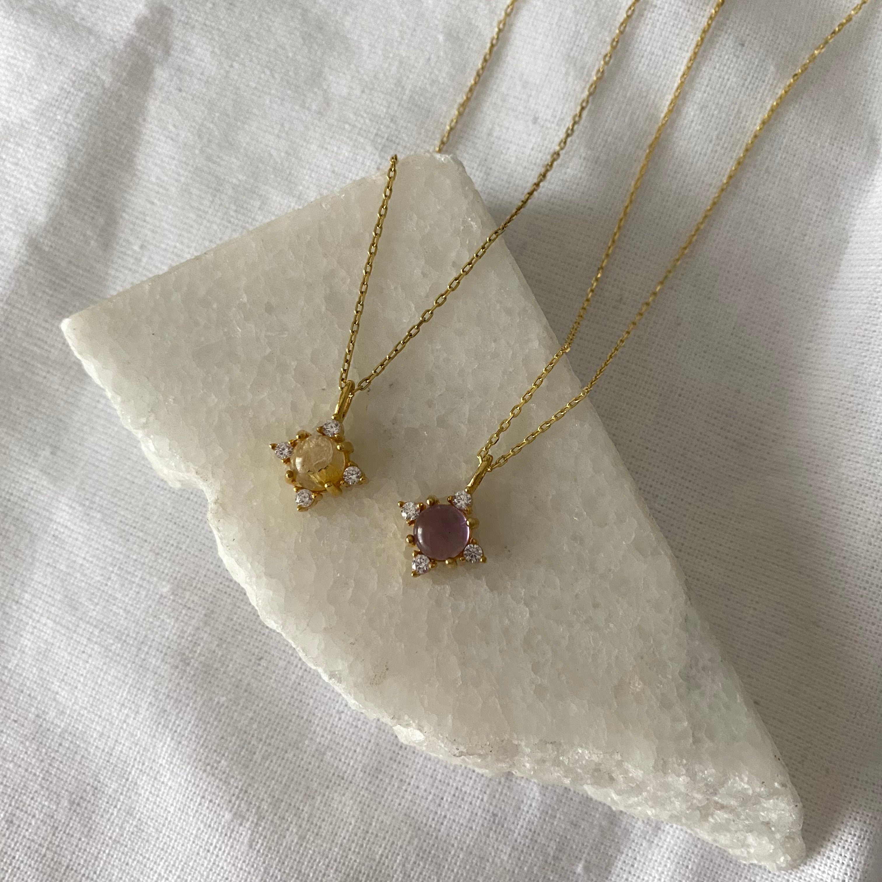 925 Ayar Gümüş | Yuvarlak Doğal Taş Kolye