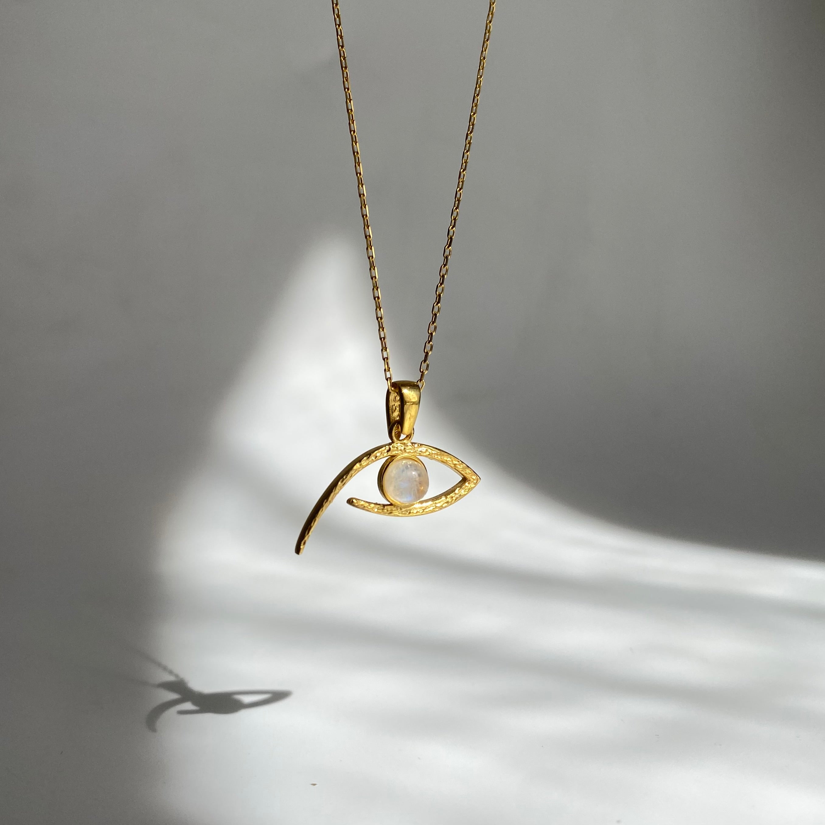 925 Gümüş Ay Taşı Etnik Göz Kolye