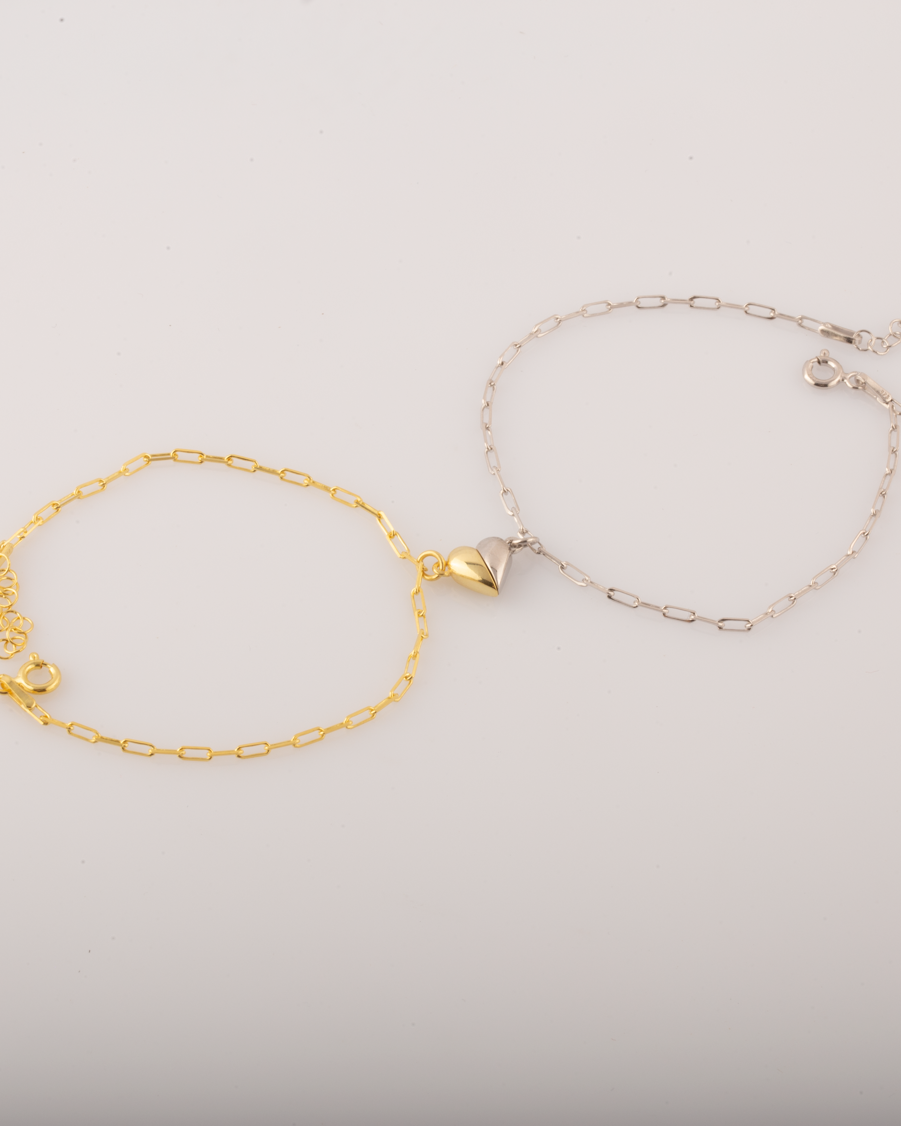 925 Gümüş Mıknatıs Kalp Çift Bilekliği