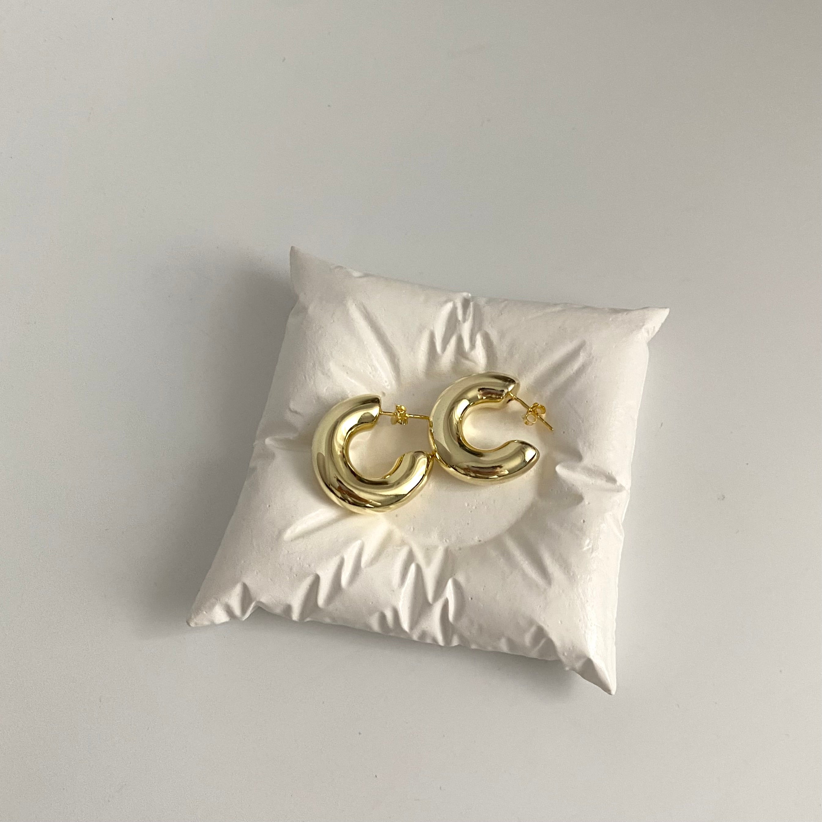 925 Gümüş Orta Boy Tombul Halka Küpe